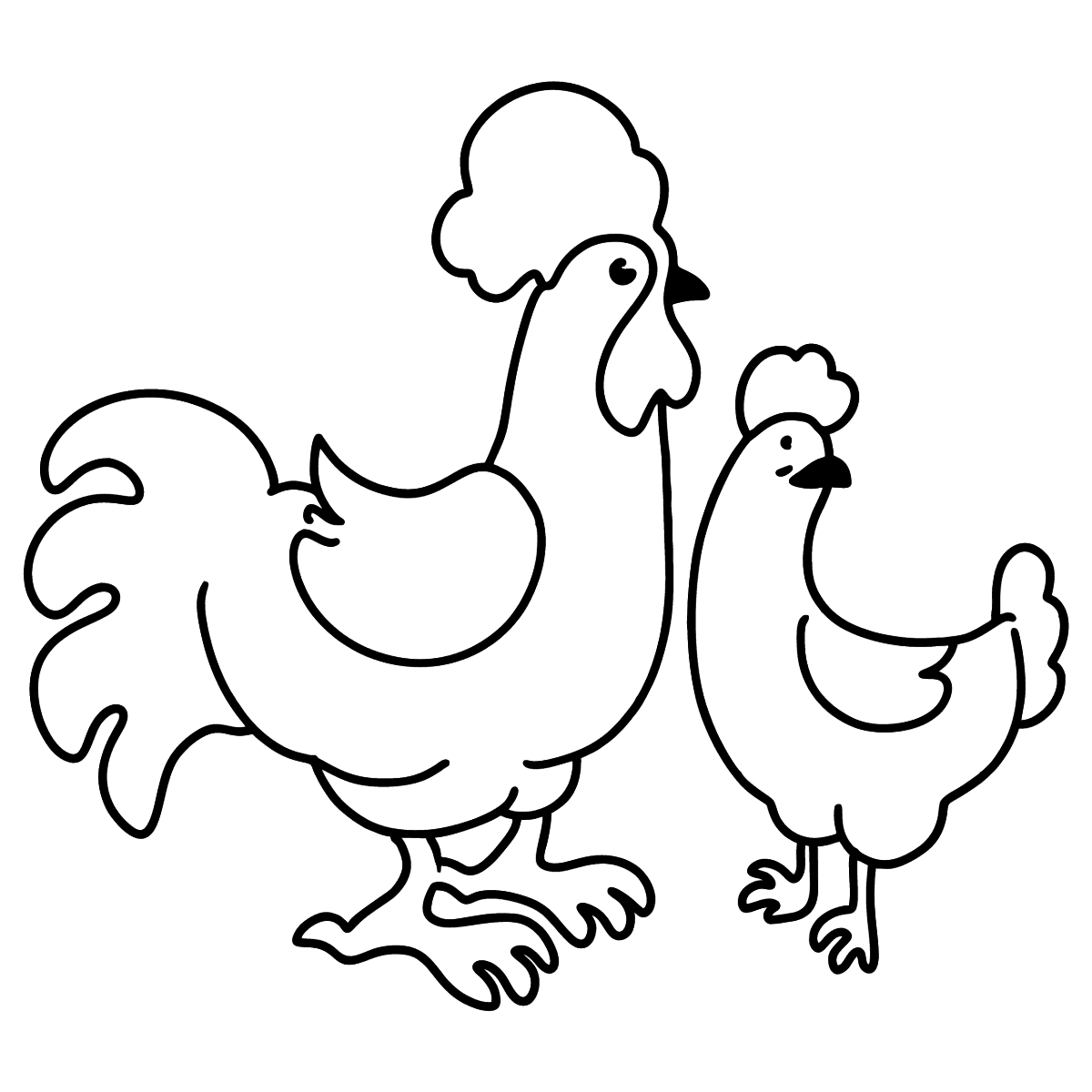 Раскраски Курица и петух скачать и распечатать бесплатно
