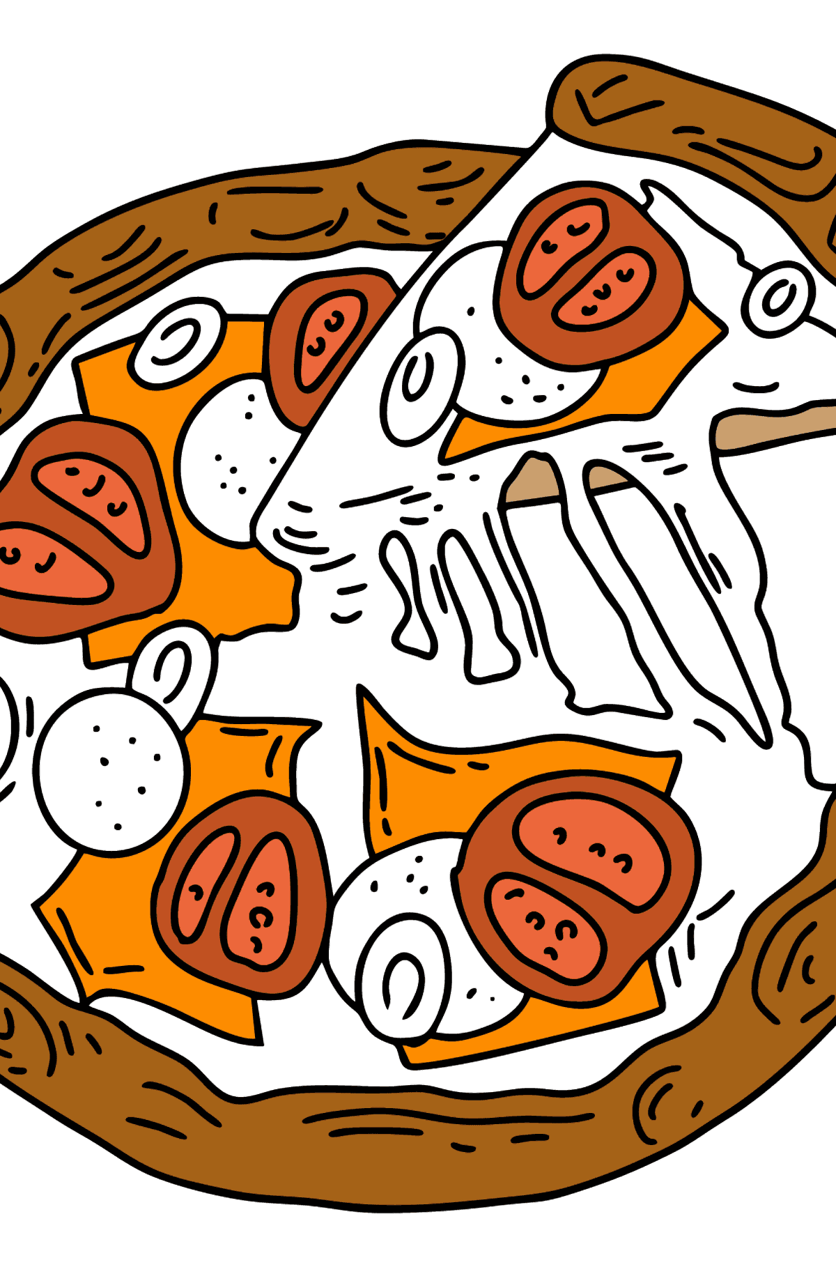 Розмальовка Піца з сиром Чеддер - Розмальовки для дітей