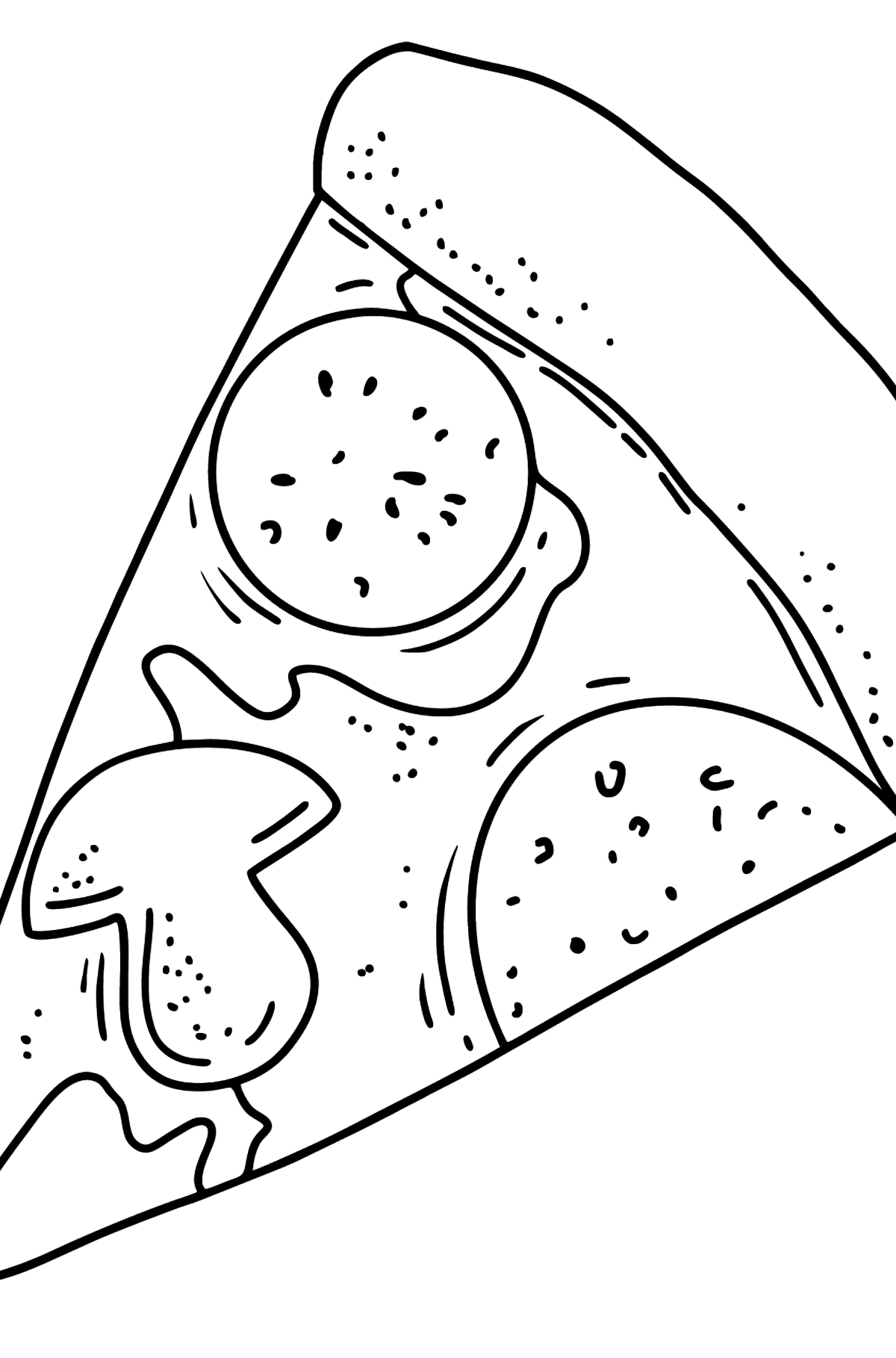 Dibujo de Pizza de Salami y Champiñones para colorear - Dibujos para Colorear para Niños