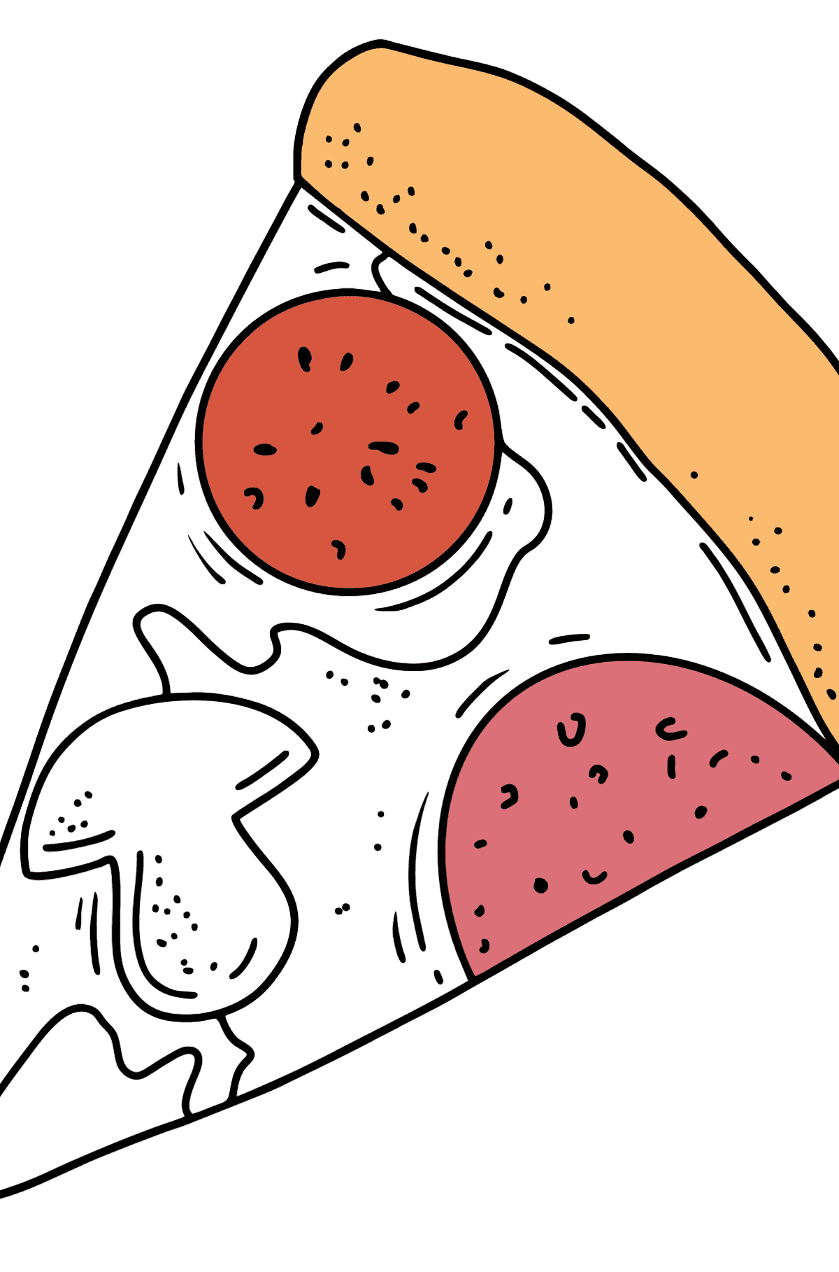 Salami Pizza und Pilze Ausmalbild - Malvorlagen für Kinder