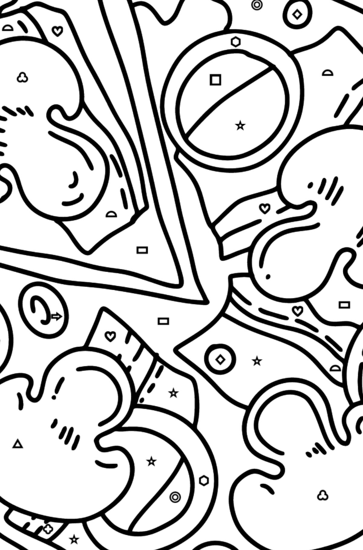 Pizza with Mushrooms coloring page - Coloring by Geometric Shapes for Kids