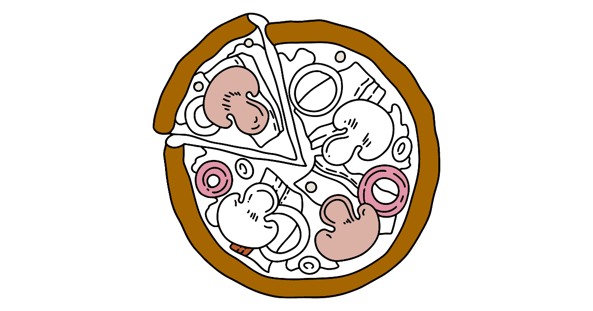 Pizza with Mushrooms coloring page ♥ Online or Printable for Free!