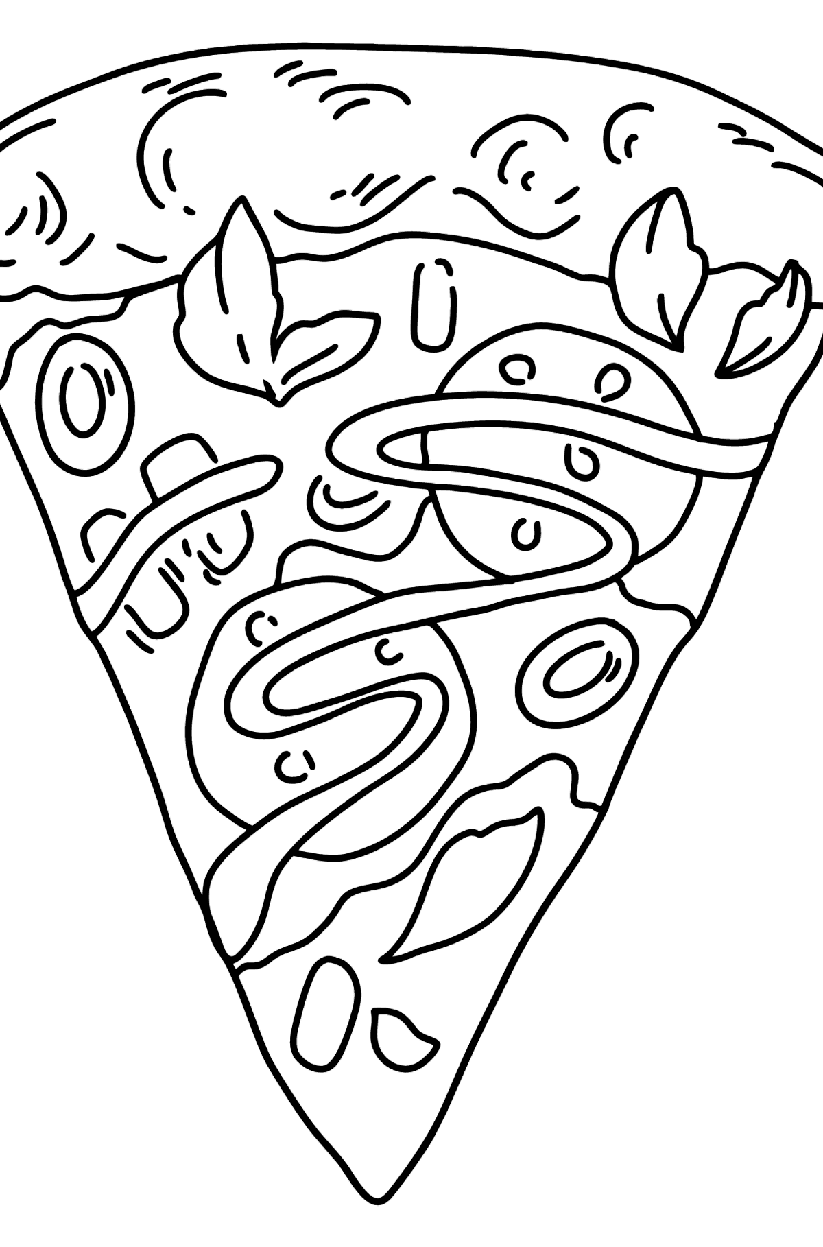 Tegning til farvning pizza salami - Tegninger til farvelægning for børn
