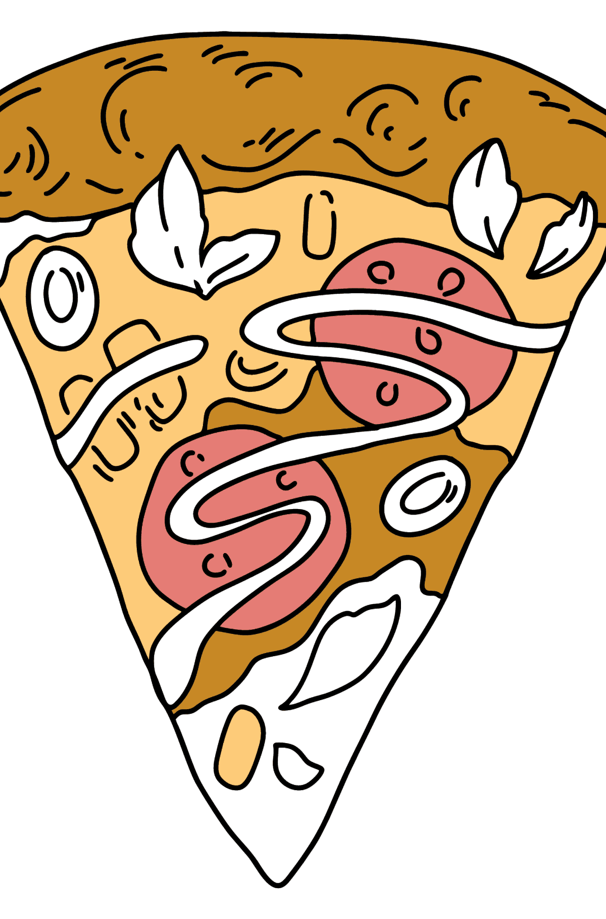 Розмальовка Піца з салямі - Розмальовки для дітей