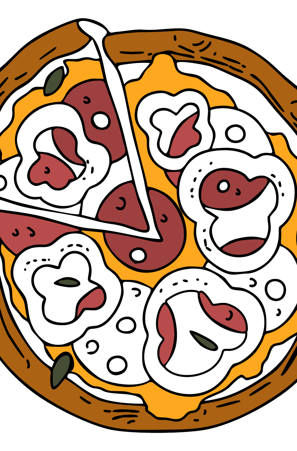 Ausmalbild Leckere Pizza - Malvorlagen für Kinder