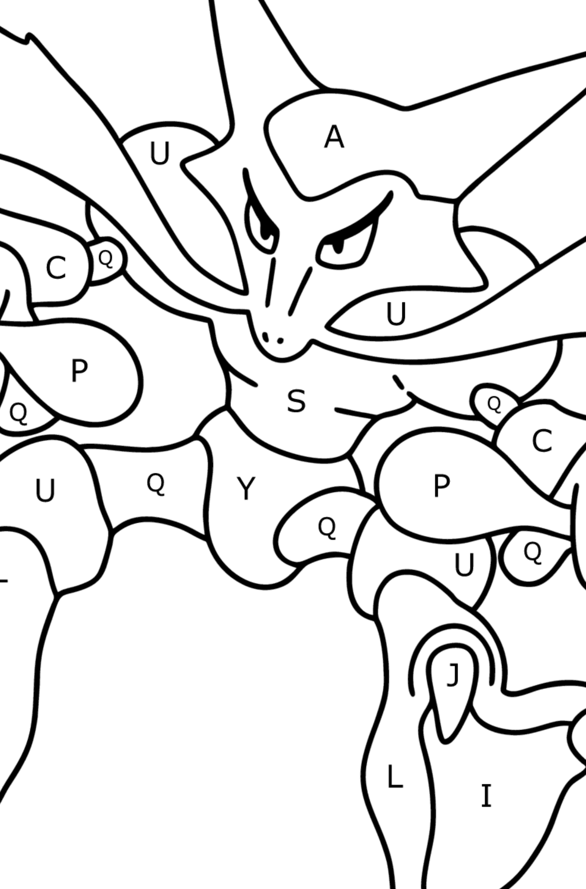 Coloring page Pokemon Go Alakazam - Coloring by Letters for Kids