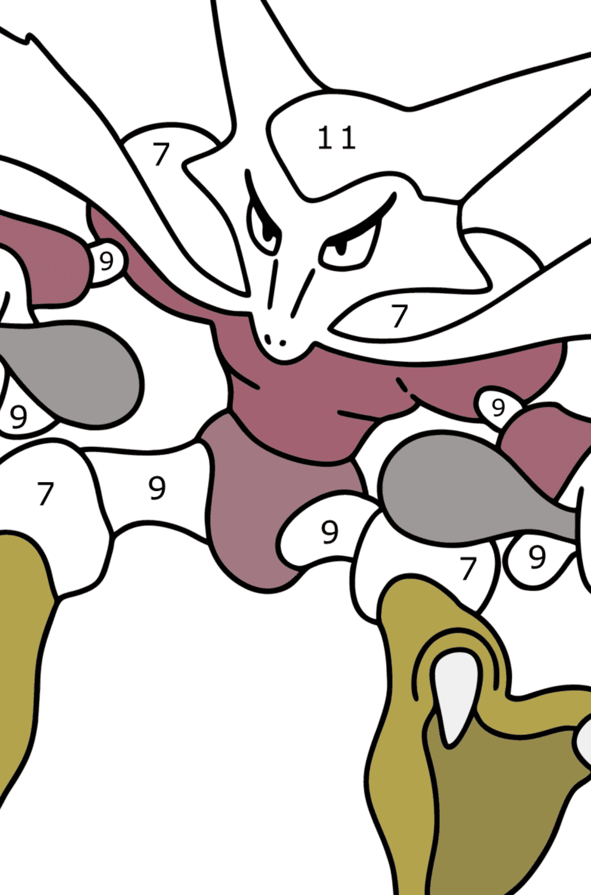 Tegning til fargelegging Pokémon Go Alakazam - Fargelegge etter numre for barn