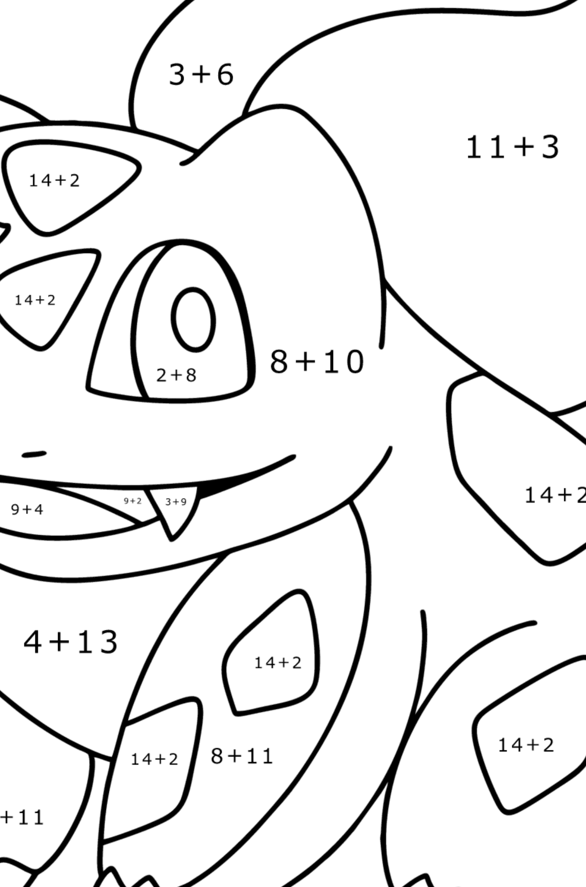 Pokémon Go Bulbasaur coloring page - Math Coloring - Addition for Kids
