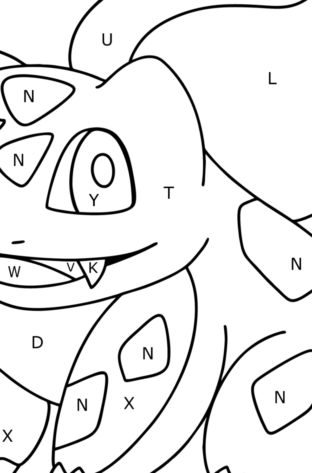 Pokémon Go Bulbasaur coloring page - Coloring by Letters for Kids