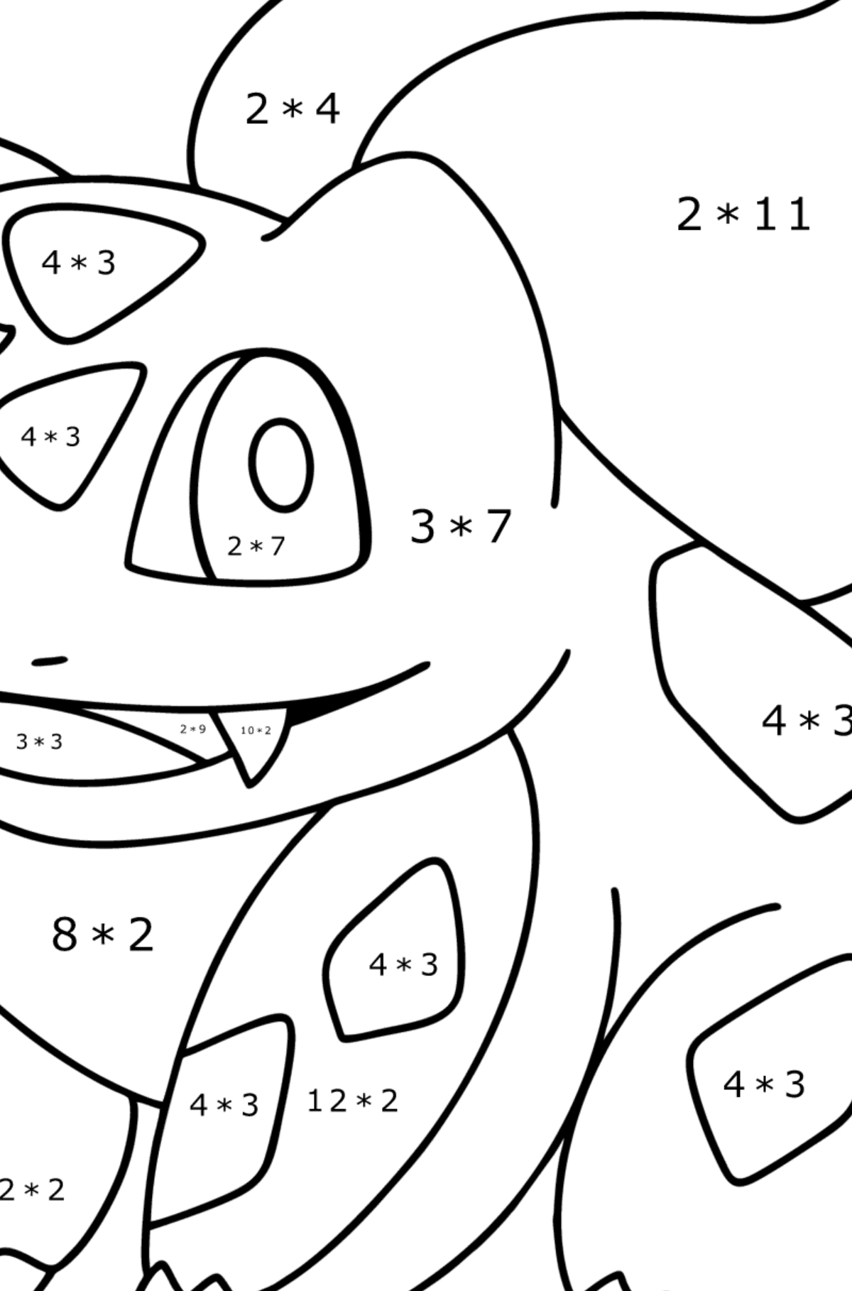 Pokémon Go Bulbasaur coloring page - Math Coloring - Multiplication for Kids