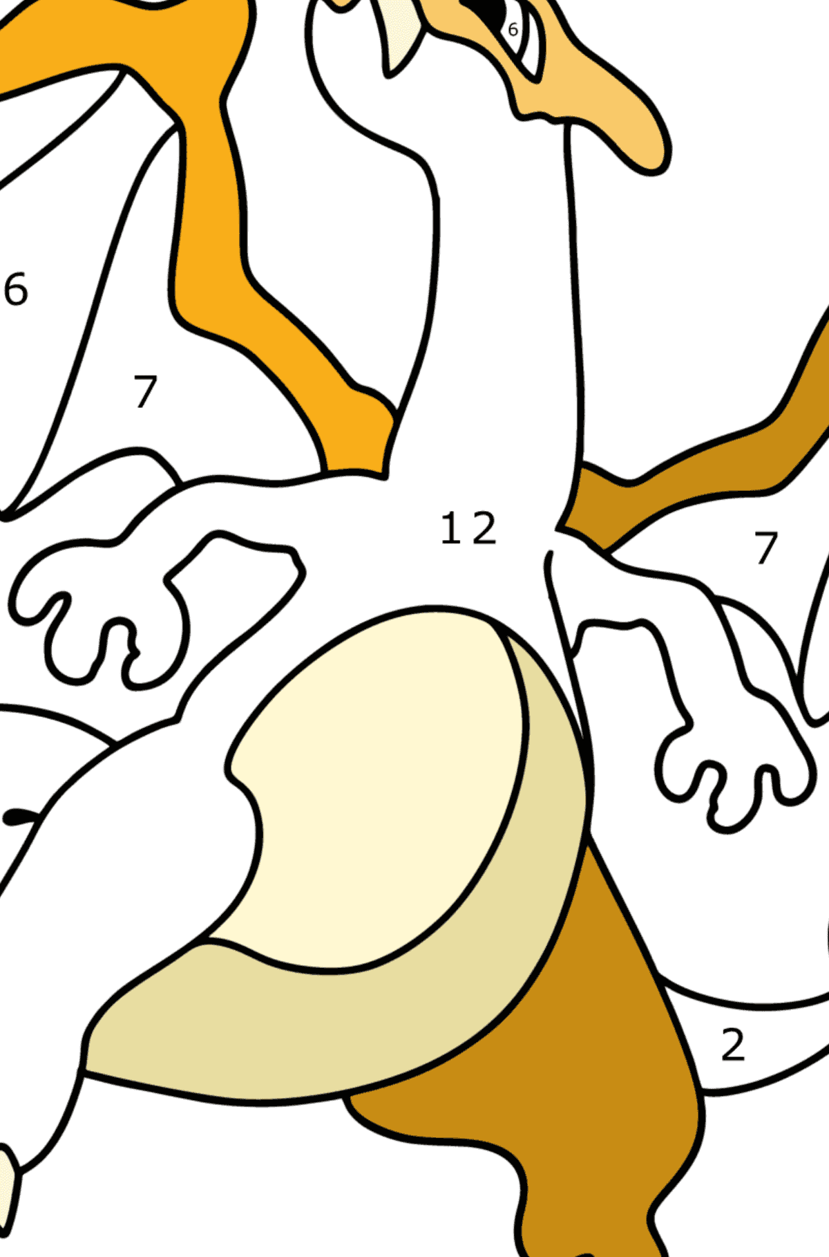 Tegning til farvning Charizard - Farvelægning side af tallene for børn