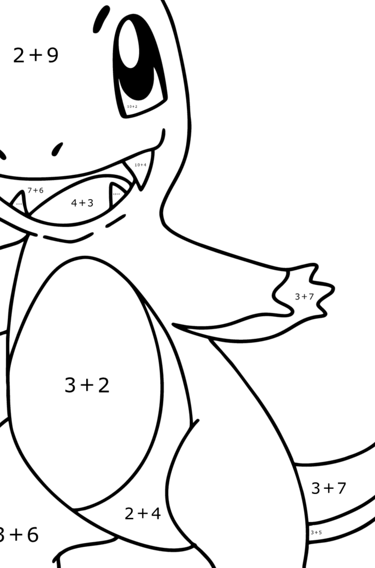 Pokémon Go Charmander coloring page - Math Coloring - Addition for Kids