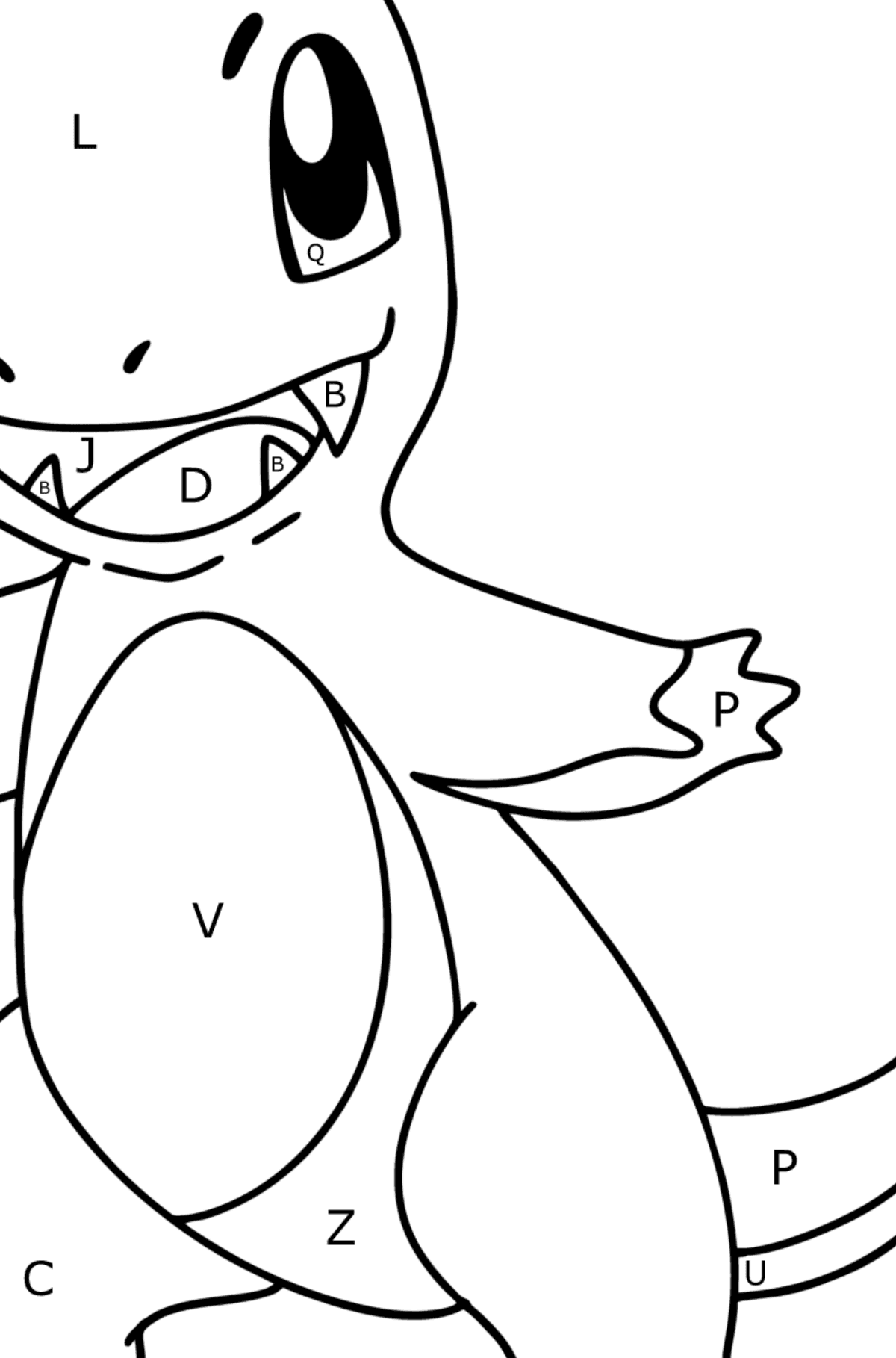 Pokémon Go Charmander coloring page - Coloring by Letters for Kids
