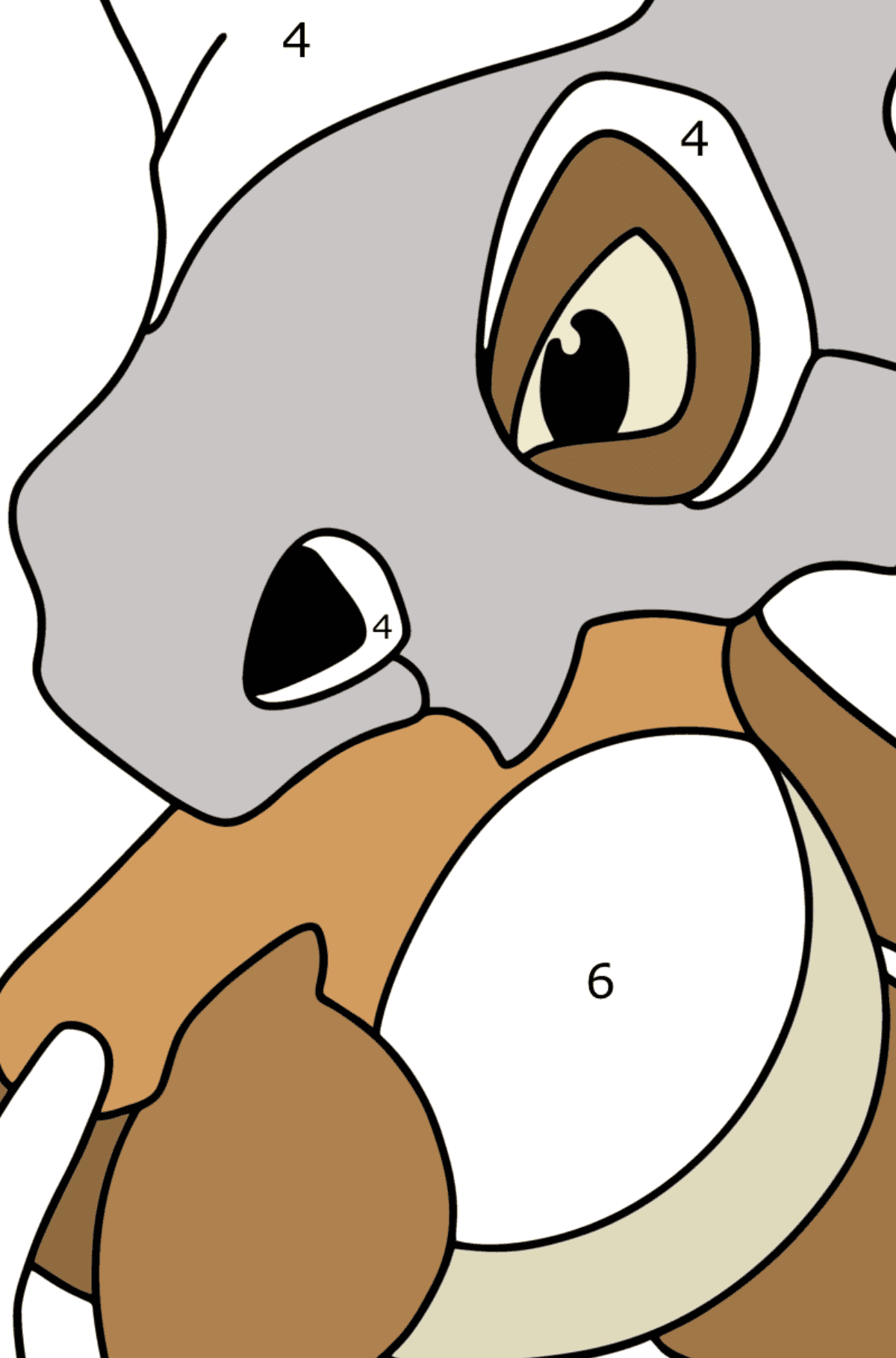 Coloring page Pokemon Go Cubone - Coloring by Numbers for Kids