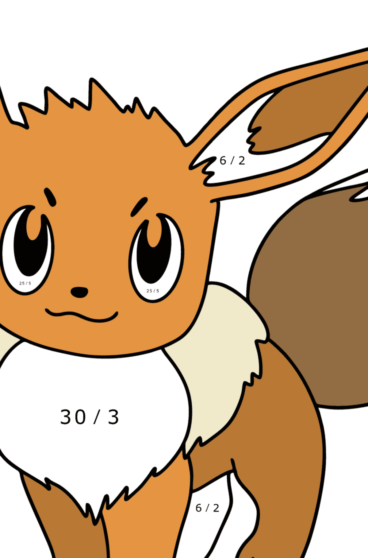 Tegning til farvning Eevee - Matematisk farvelægning side -- Division for børn