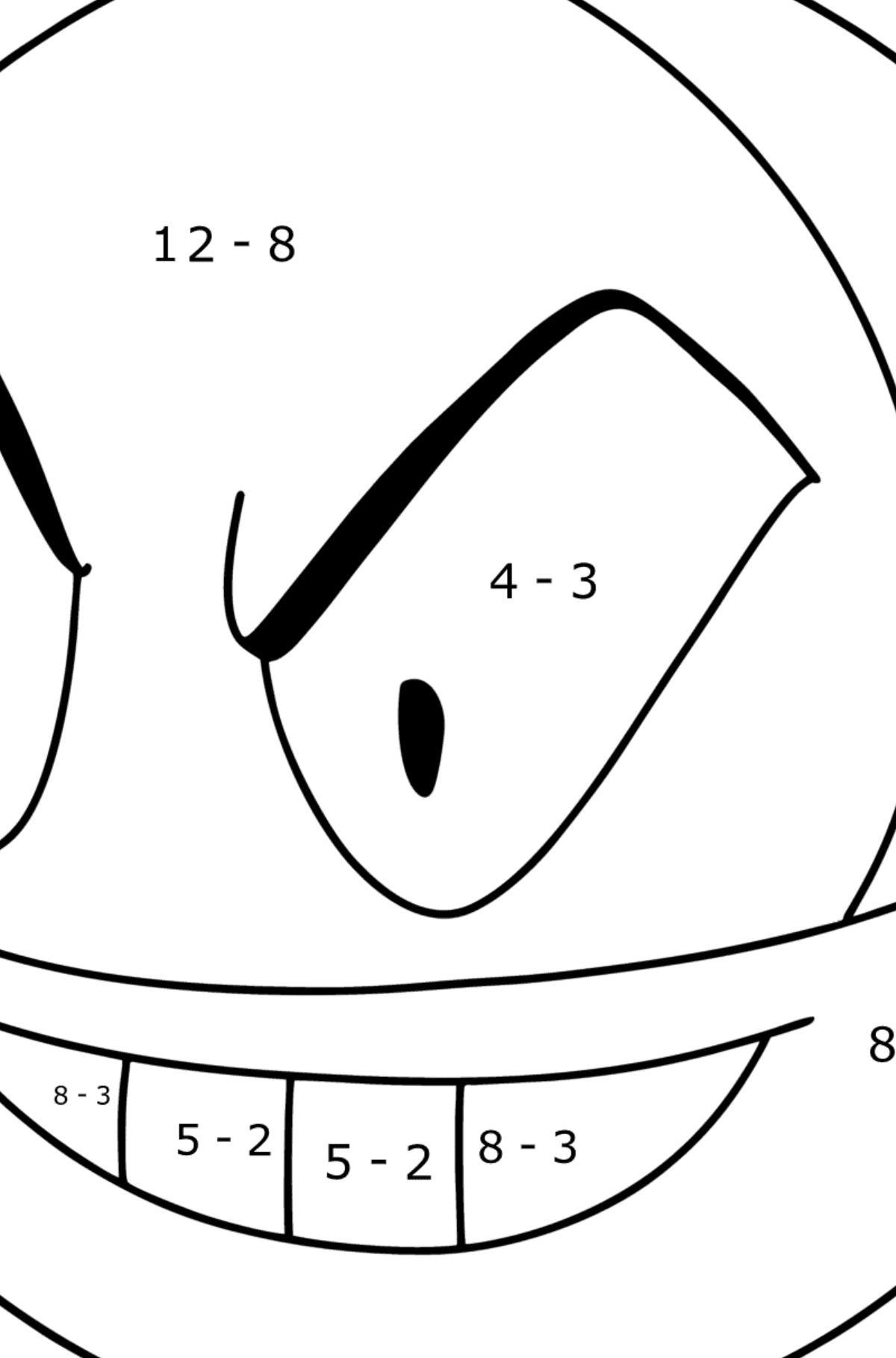 Pokemon Go Electrode coloring page - Math Coloring - Subtraction for Kids