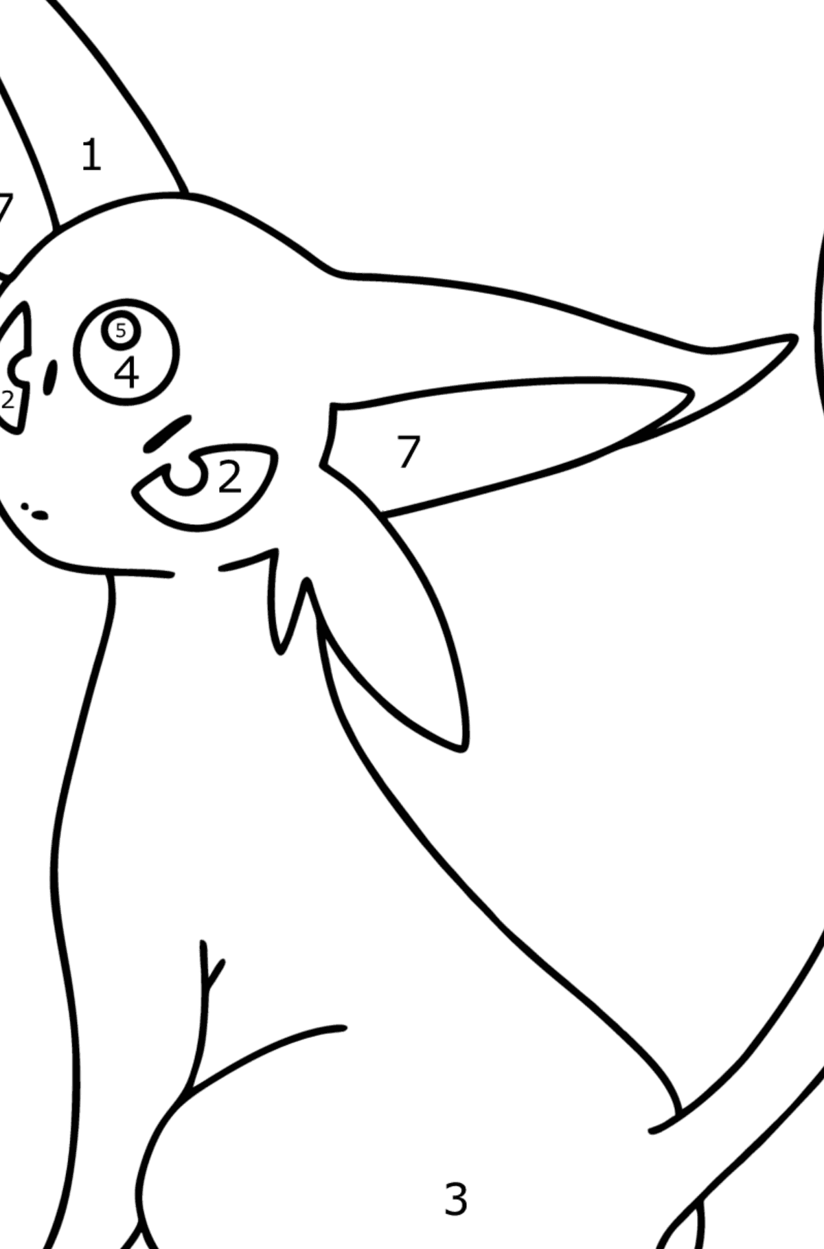 Pokemon Go Espeon coloring page - Coloring by Numbers for Kids