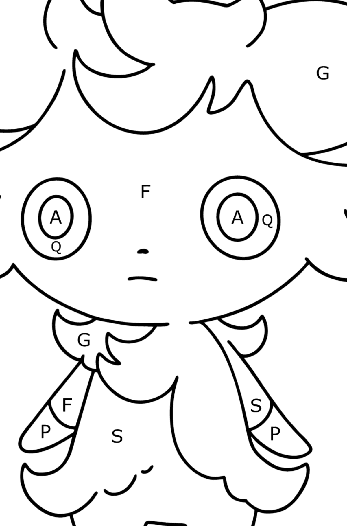 Pokemon Go Espurr coloring page - Coloring by Letters for Kids