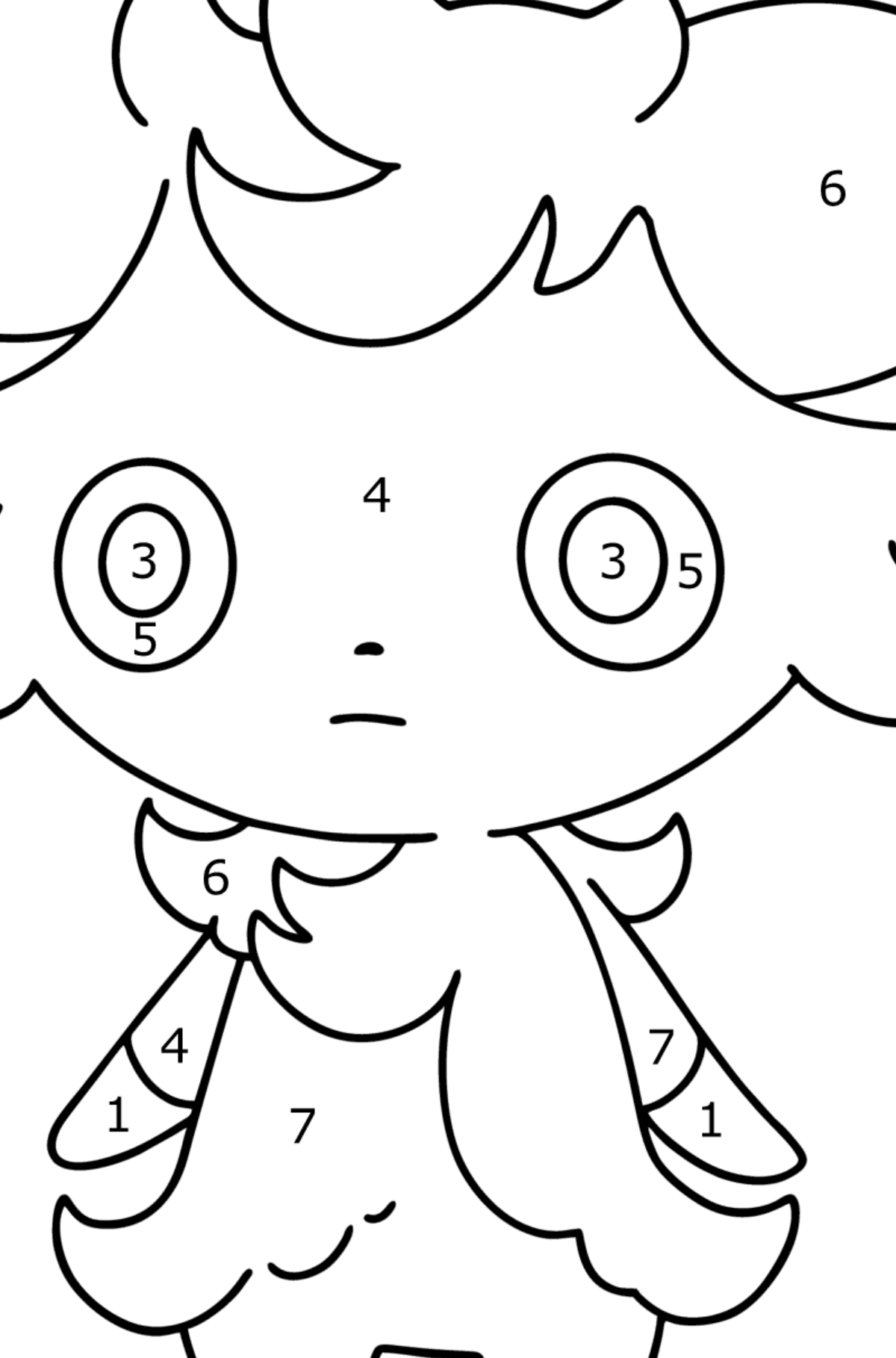 Pokemon Go Espurr coloring page - Coloring by Numbers for Kids
