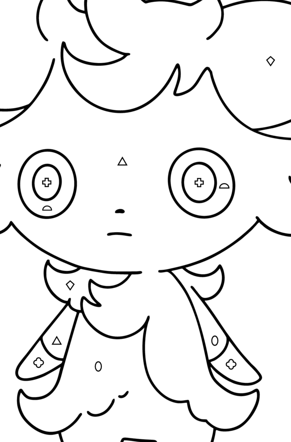 Pokemon Go Espurr coloring page - Coloring by Geometric Shapes for Kids
