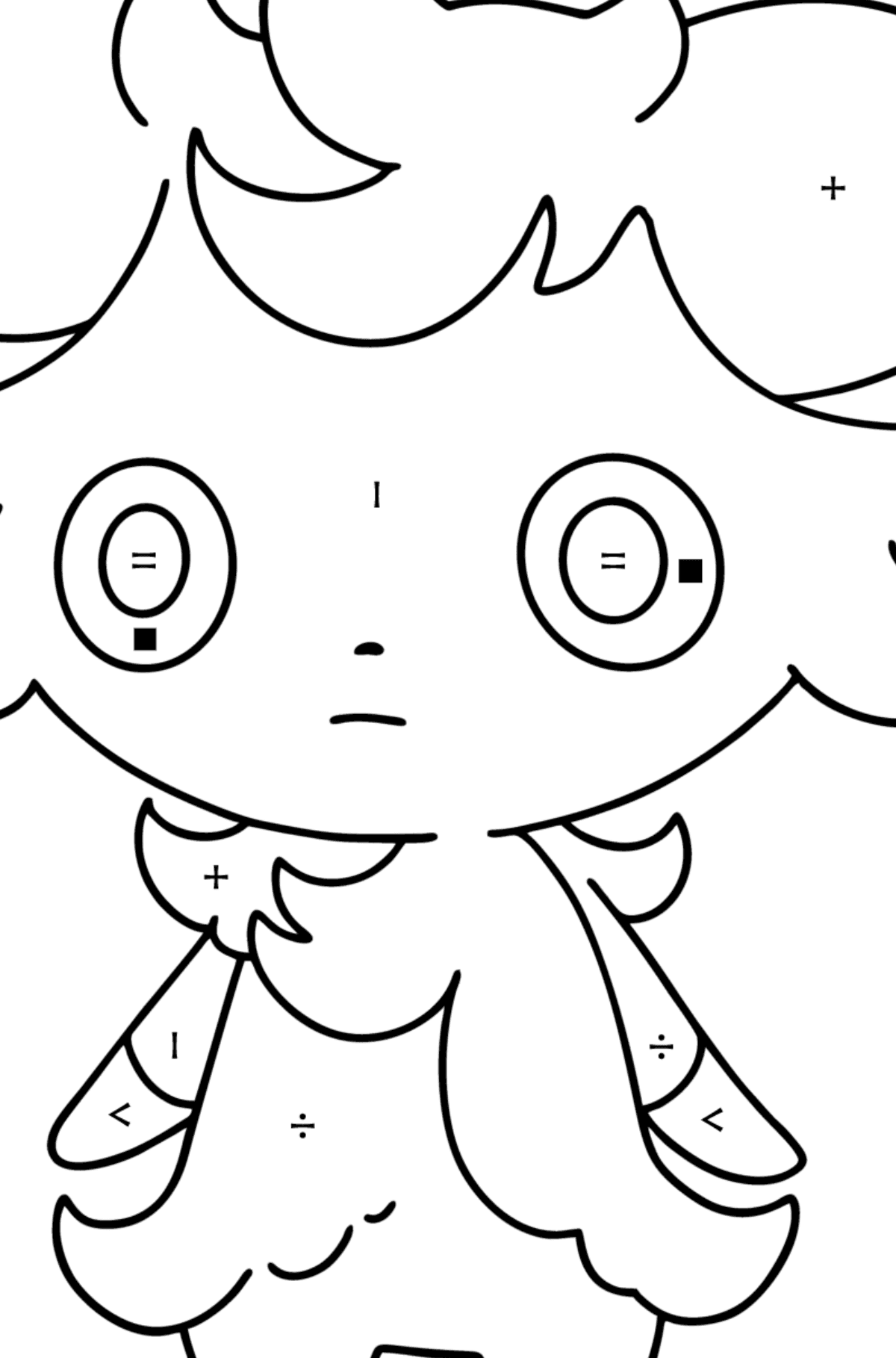 Pokemon Go Espurr coloring page - Coloring by Symbols for Kids