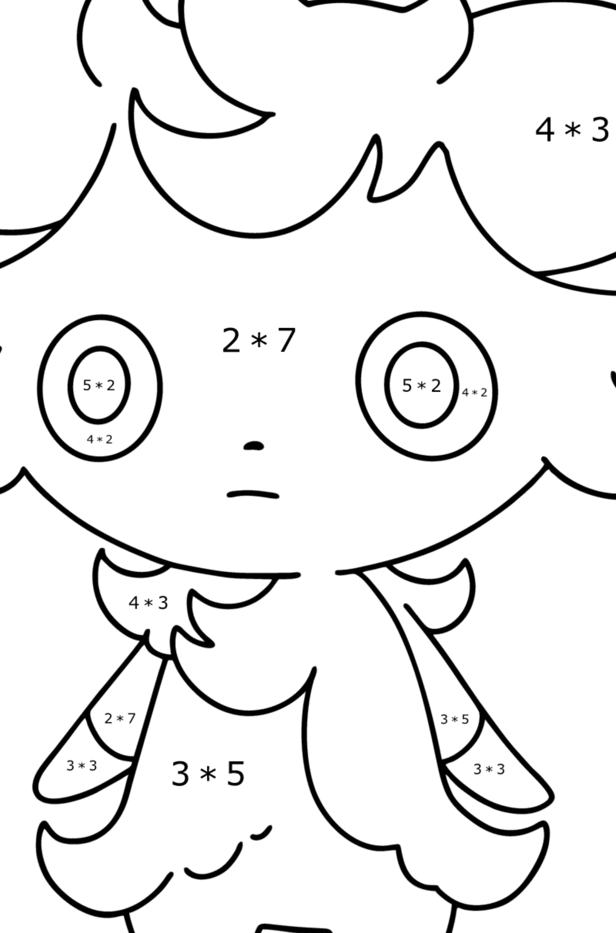 Pokemon Go Espurr coloring page - Math Coloring - Multiplication for Kids