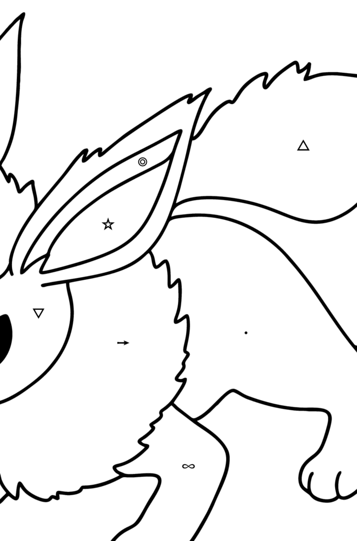 Pokemon Go Flareon coloring page - Coloring by Symbols and Geometric Shapes for Kids