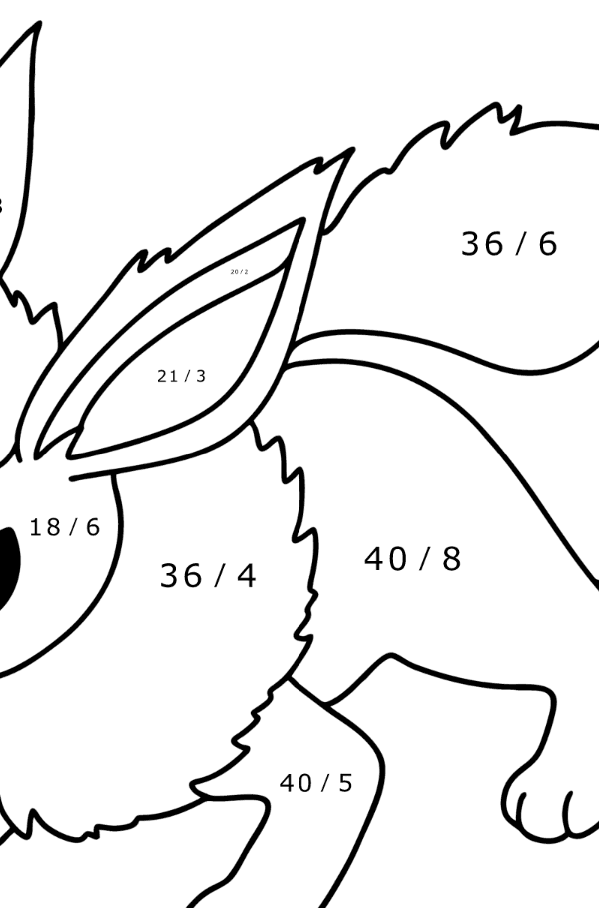 Pokemon Go Flareon coloring page - Math Coloring - Division for Kids