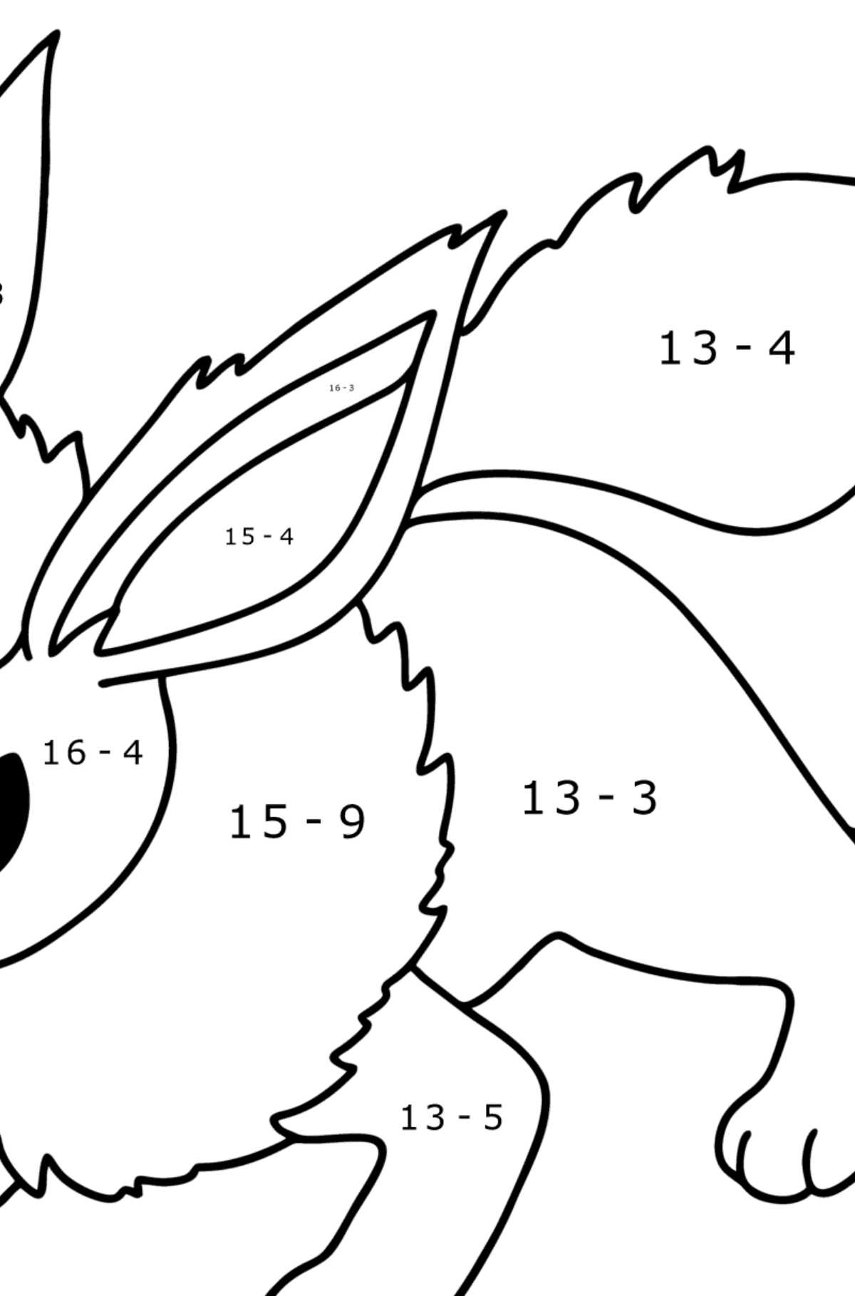 Pokemon Go Flareon coloring page - Math Coloring - Subtraction for Kids