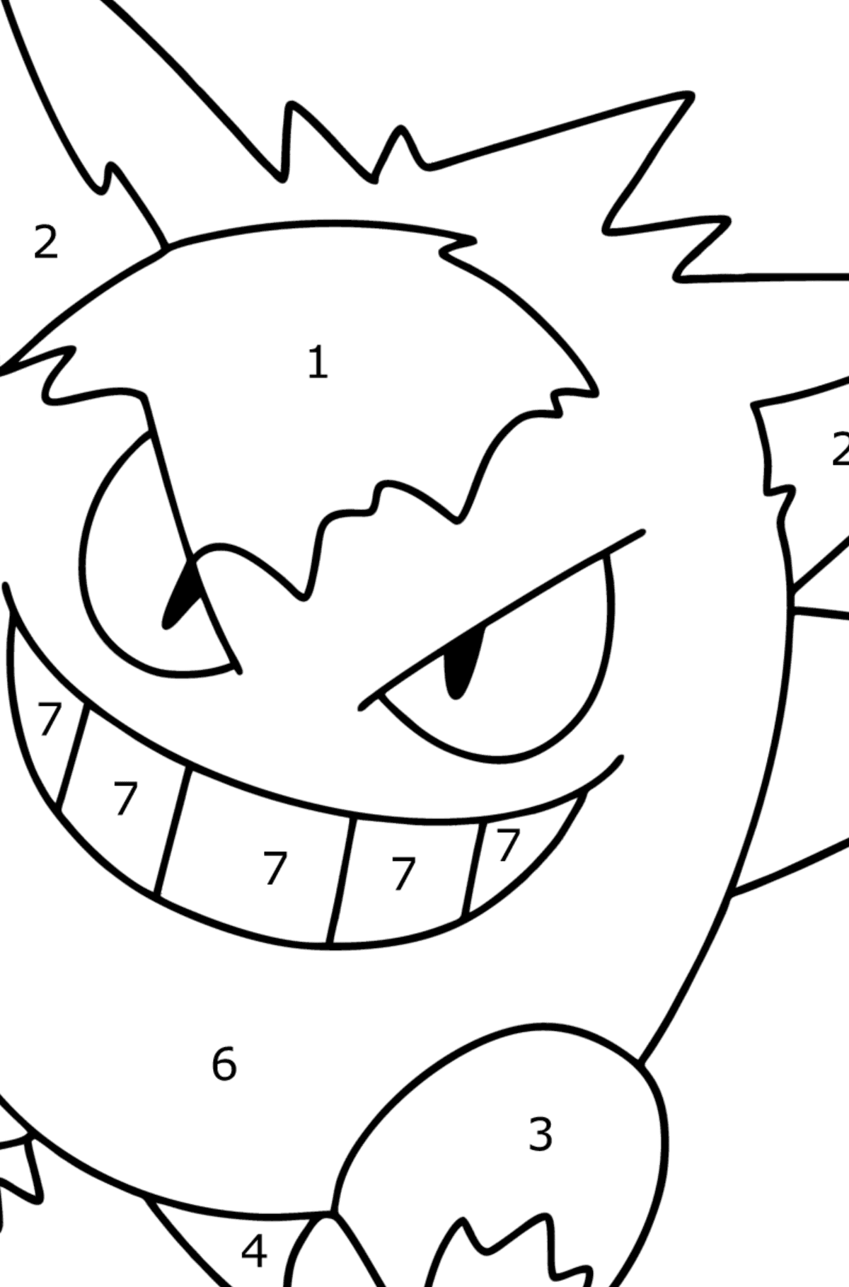 Pokémon Go Gengar coloring page - Coloring by Numbers for Kids