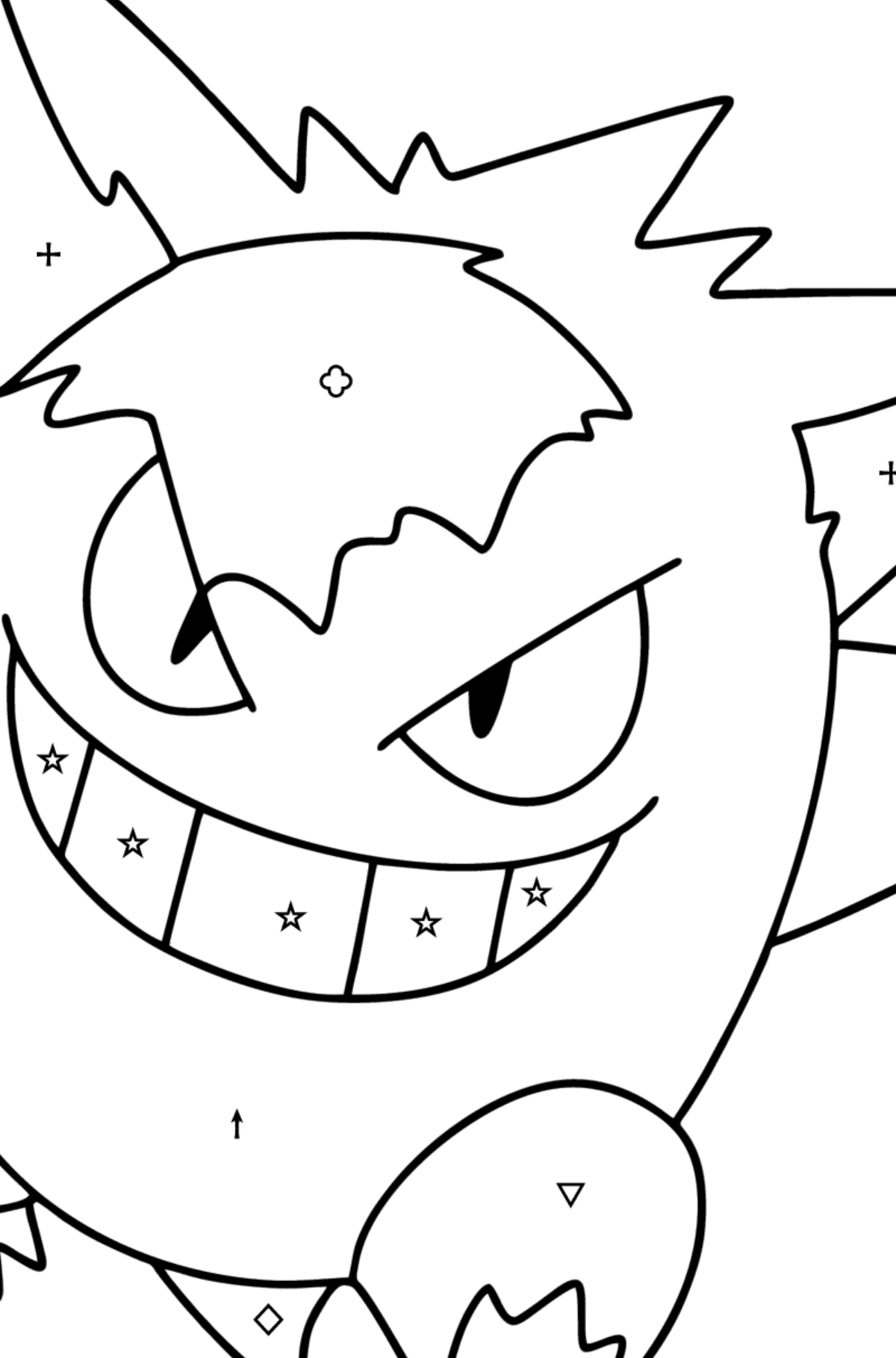Tegning til farvning Pokémon Go Gengar - farvelægning side efter symboler og geometriske former for børn