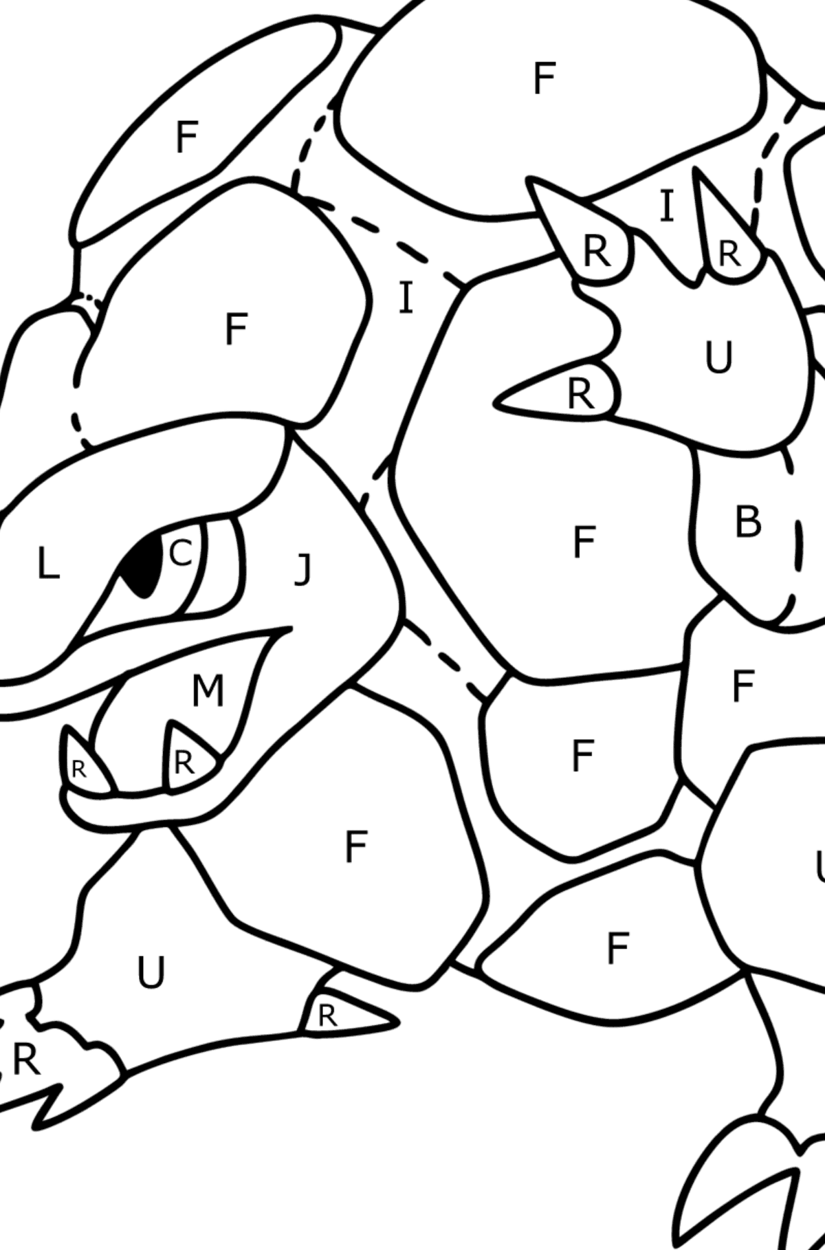 Pokemon Go Golem coloring page - Coloring by Letters for Kids