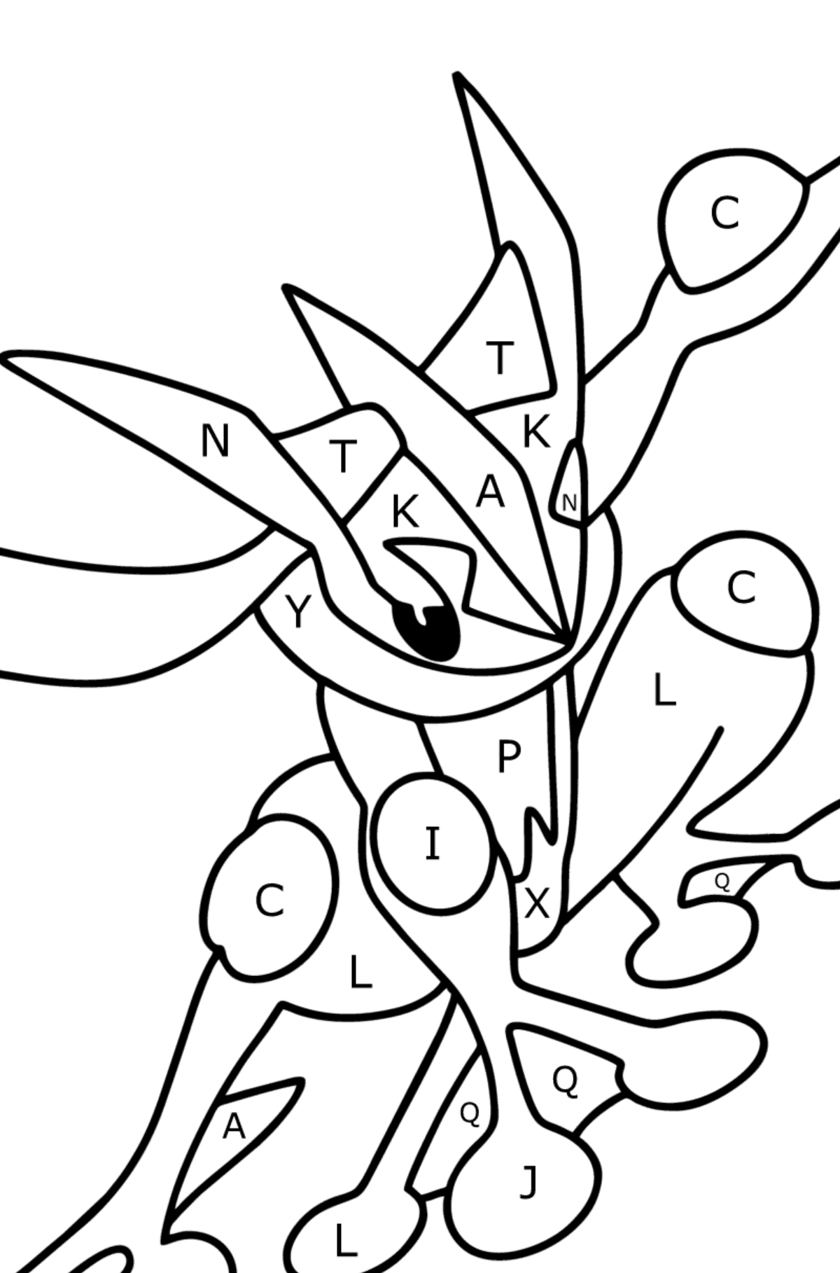 Coloring page Pokemon Go Greninja - Coloring by Letters for Kids