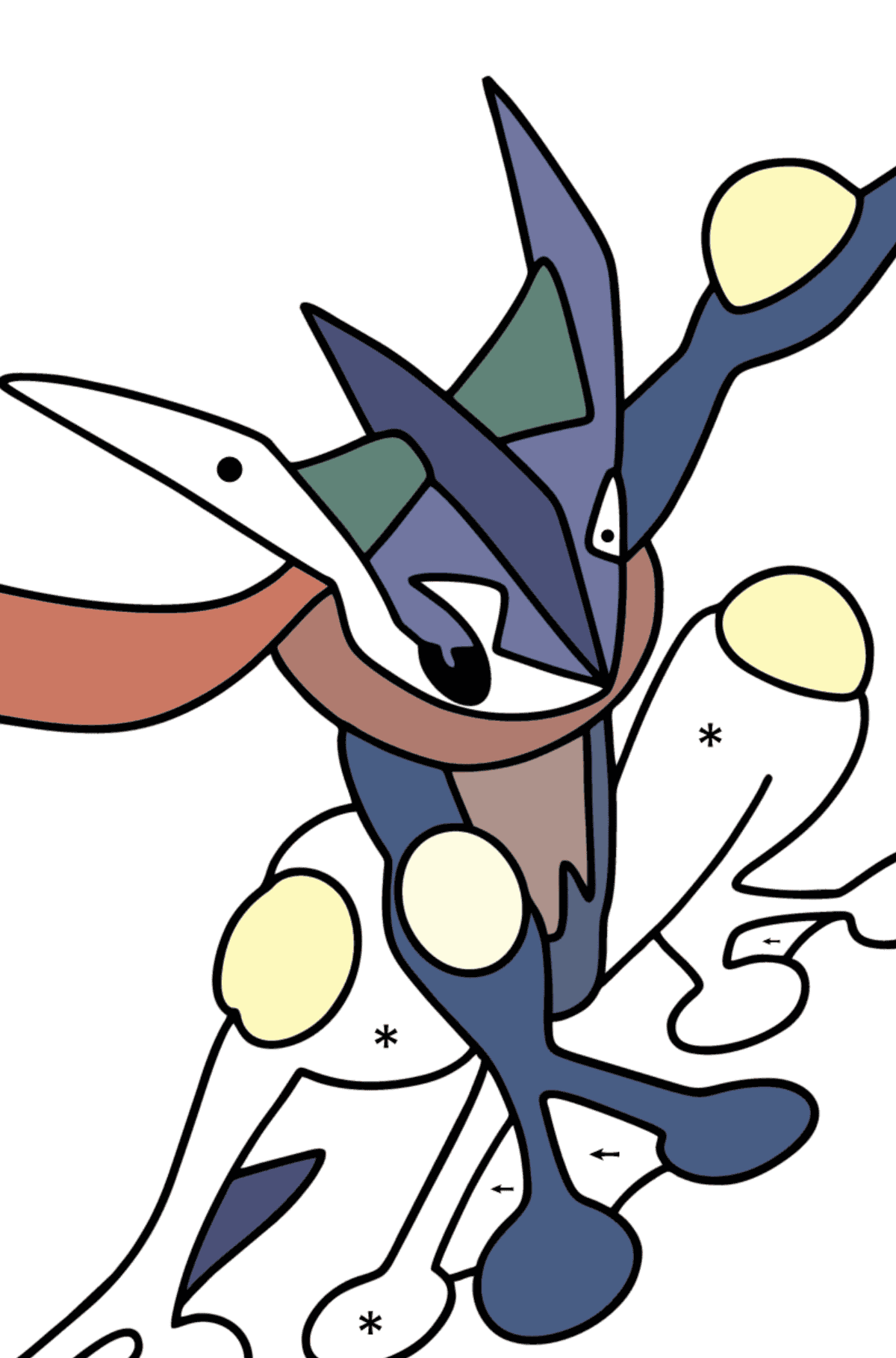 Раскраска Greninja - По Символам для Детей