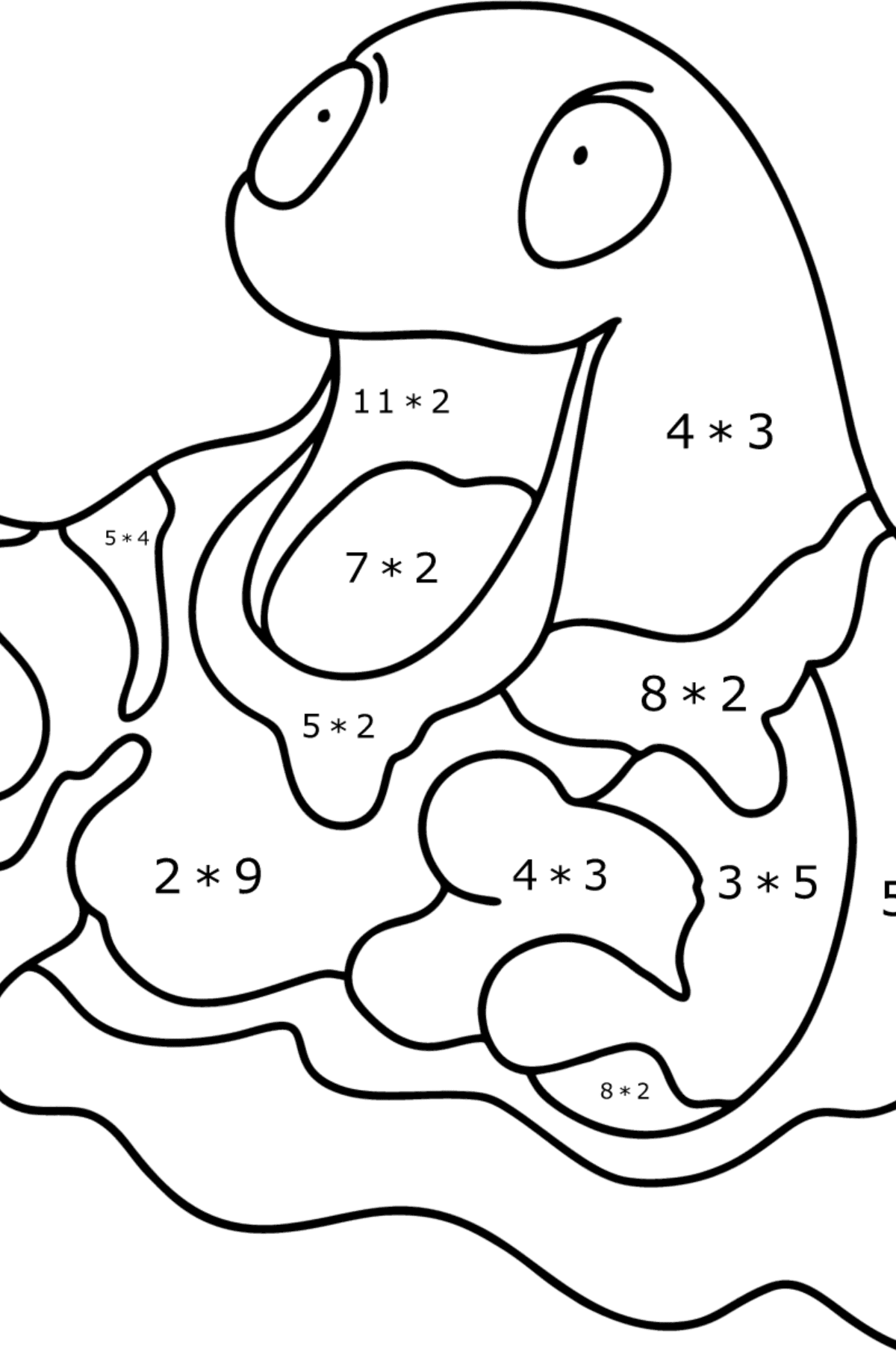 Pokémon Go Grimer coloring page - Math Coloring - Multiplication for Kids