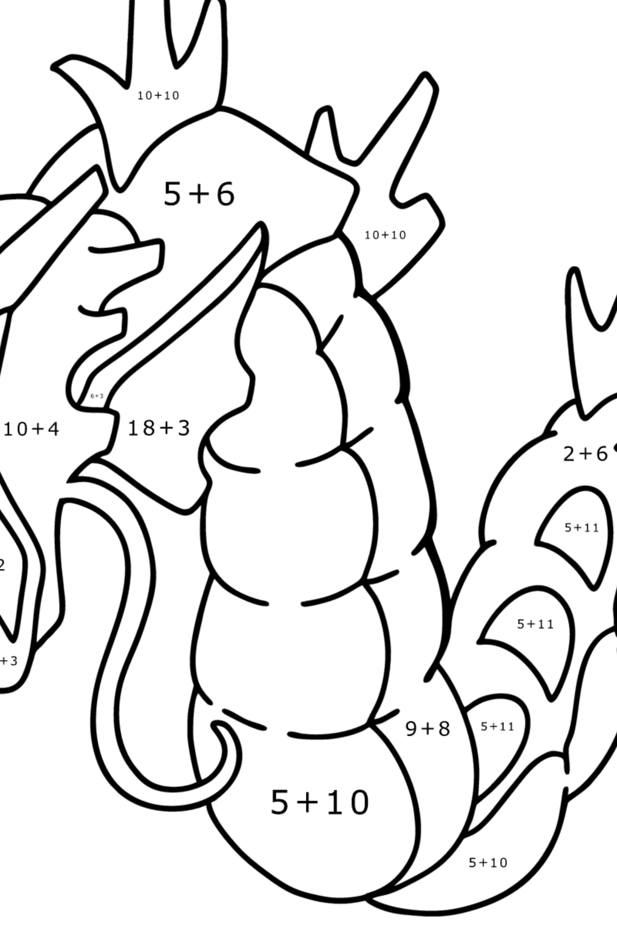 Coloring page Pokemon Go Gyarados - Math Coloring - Addition for Kids