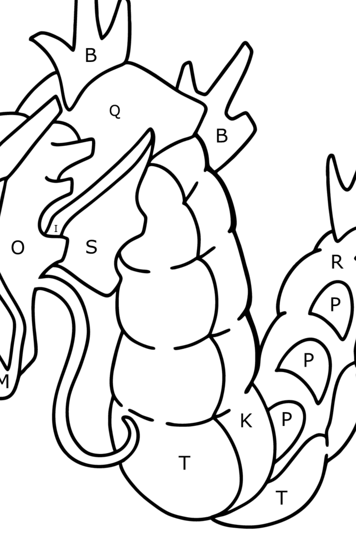 Coloring page Pokemon Go Gyarados - Coloring by Letters for Kids