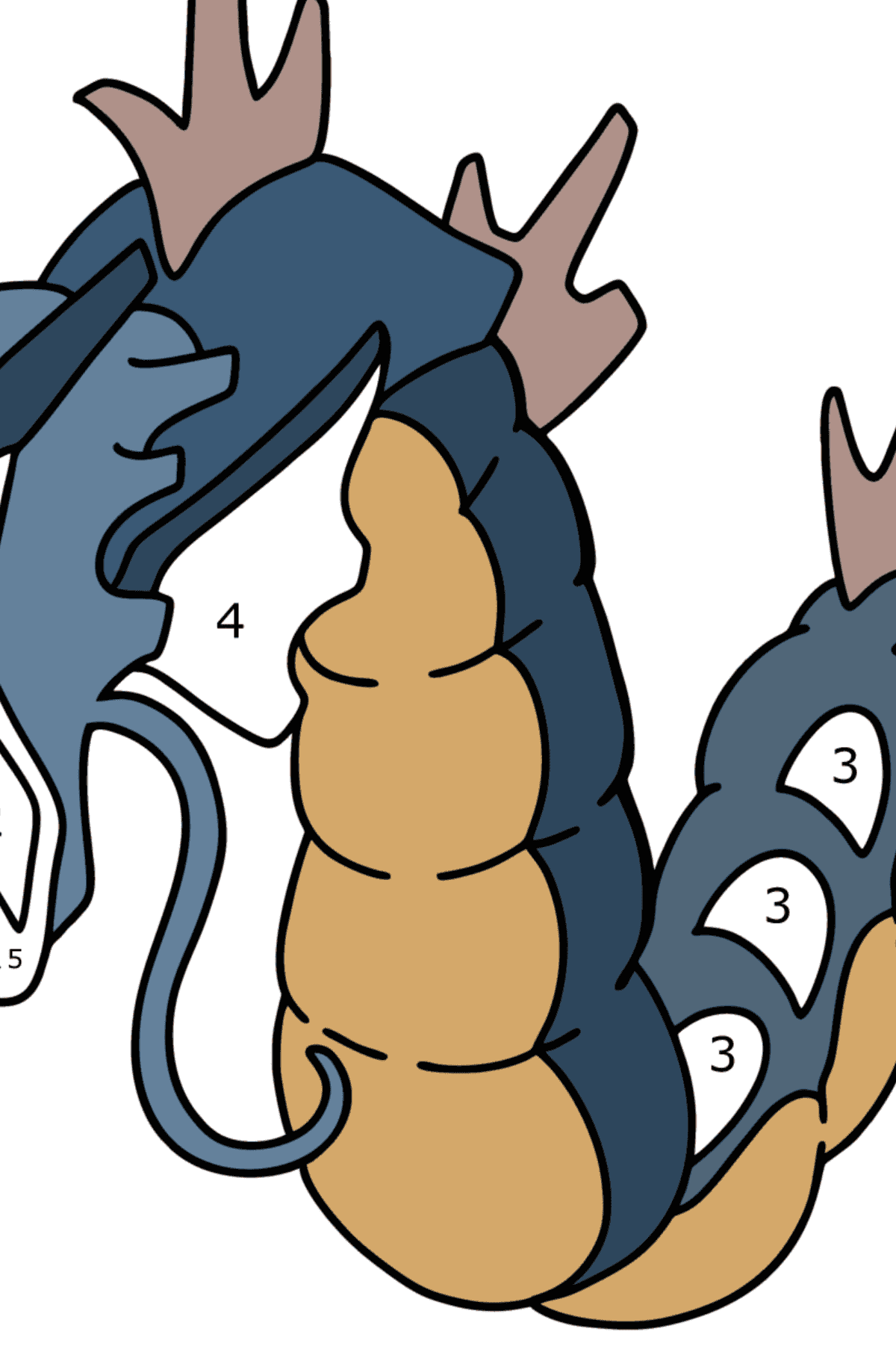 Coloring page Pokemon Go Gyarados - Coloring by Numbers for Kids