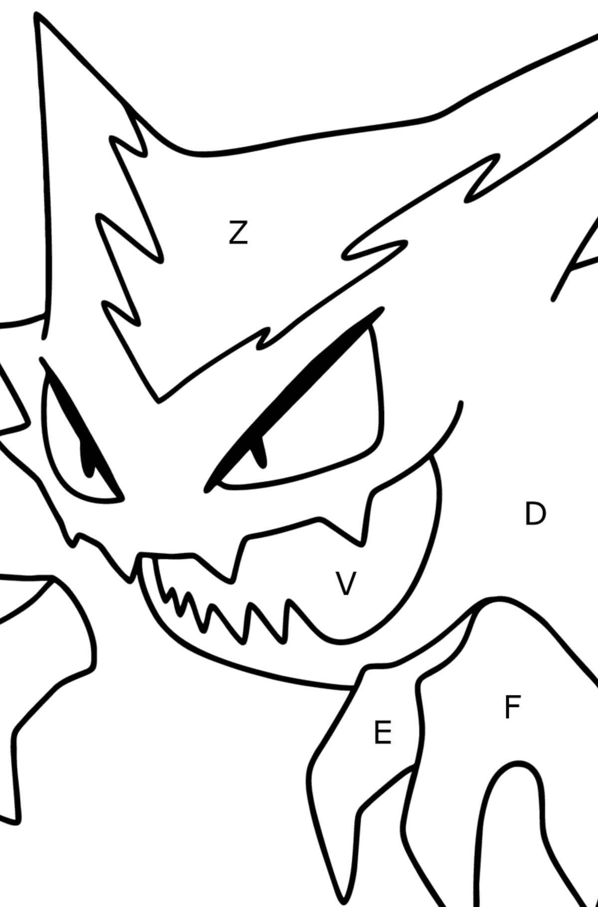 Pokémon Go Haunter coloring page - Coloring by Letters for Kids