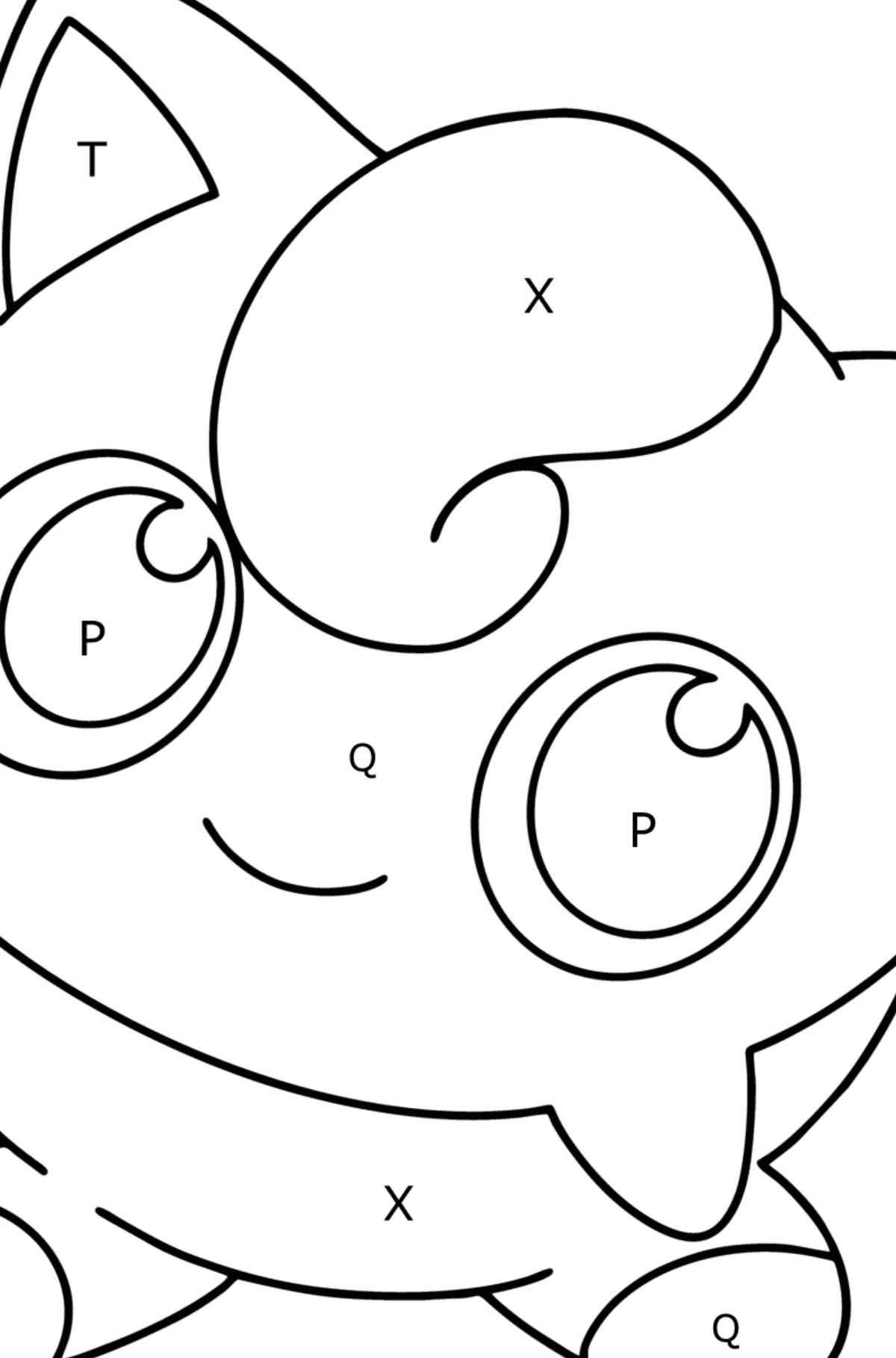 Coloring page Pokémon Go Jigglypuff - Coloring by Letters for Kids