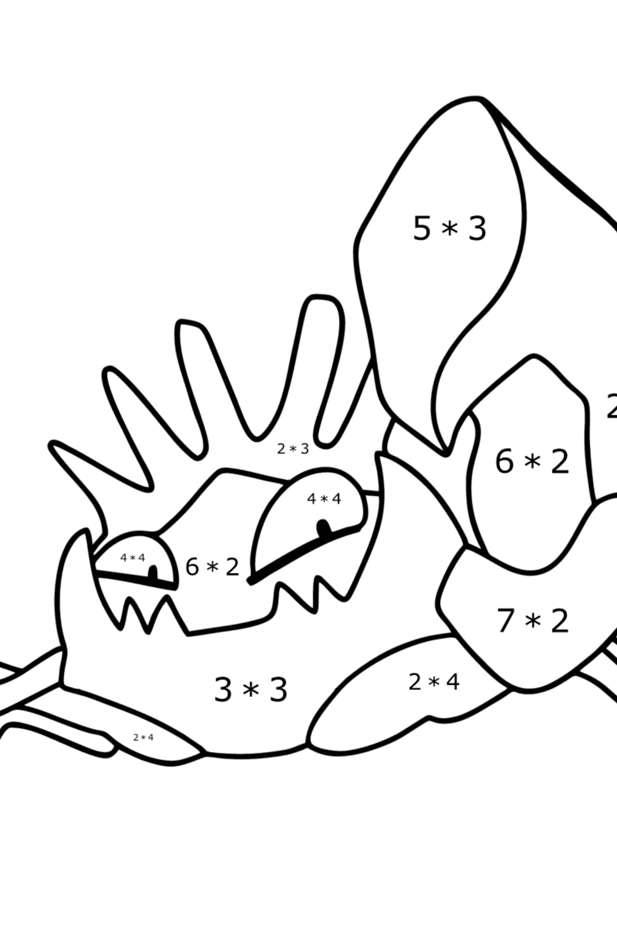 Pokemon Go Kingler coloring page - Math Coloring - Multiplication for Kids