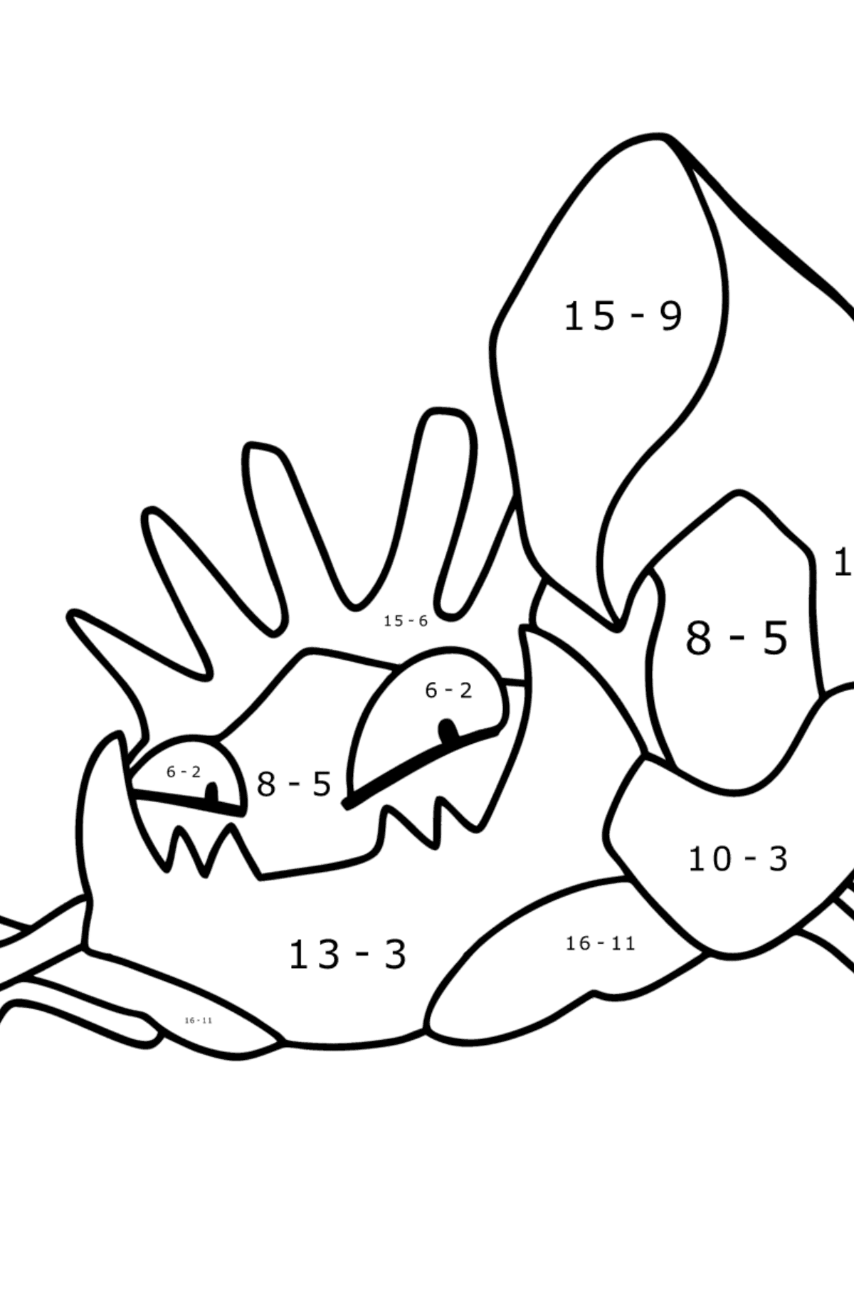 Pokemon Go Kingler coloring page - Math Coloring - Subtraction for Kids