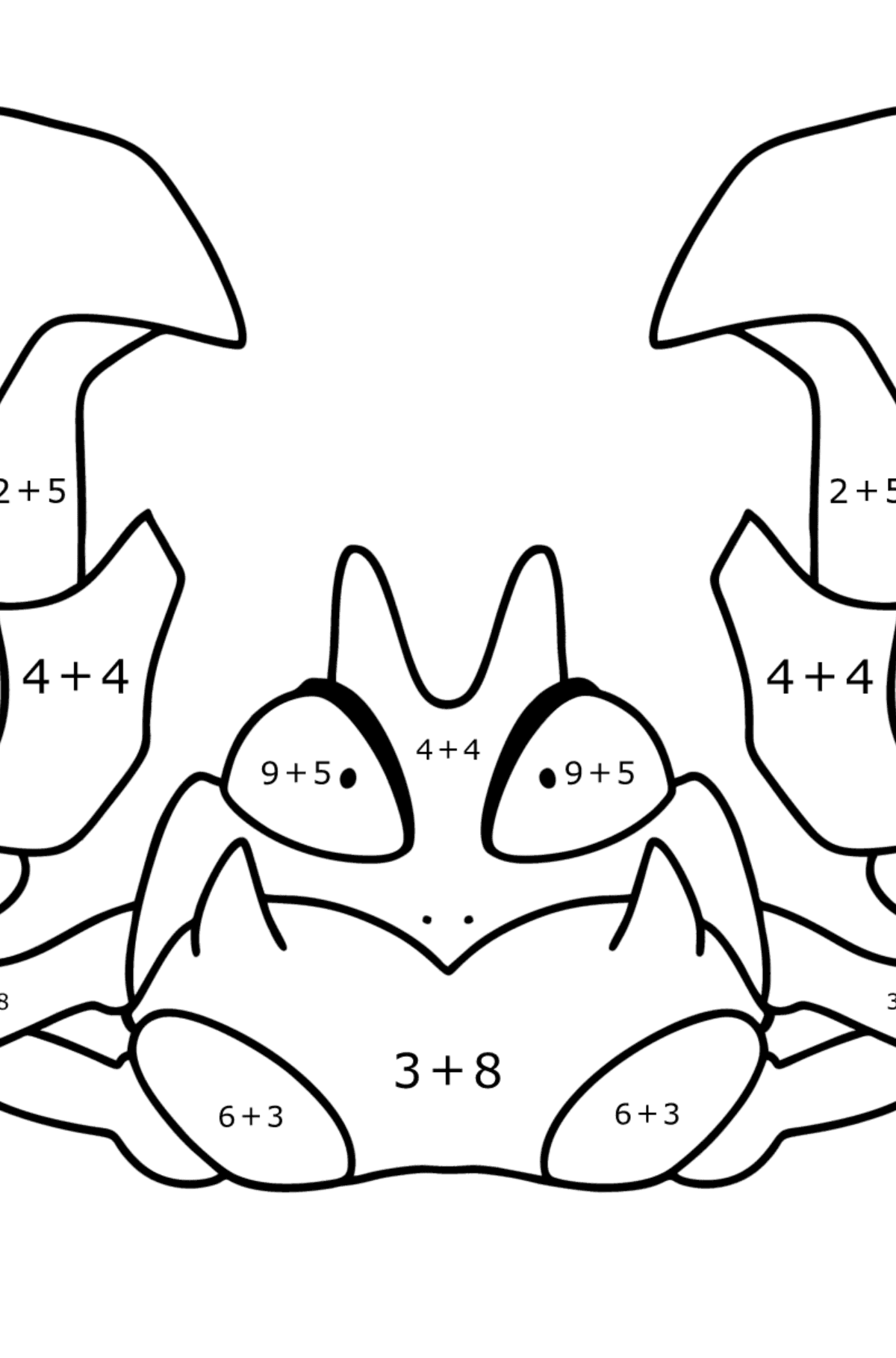 Pokemon Go Krabby coloring page - Math Coloring - Addition for Kids
