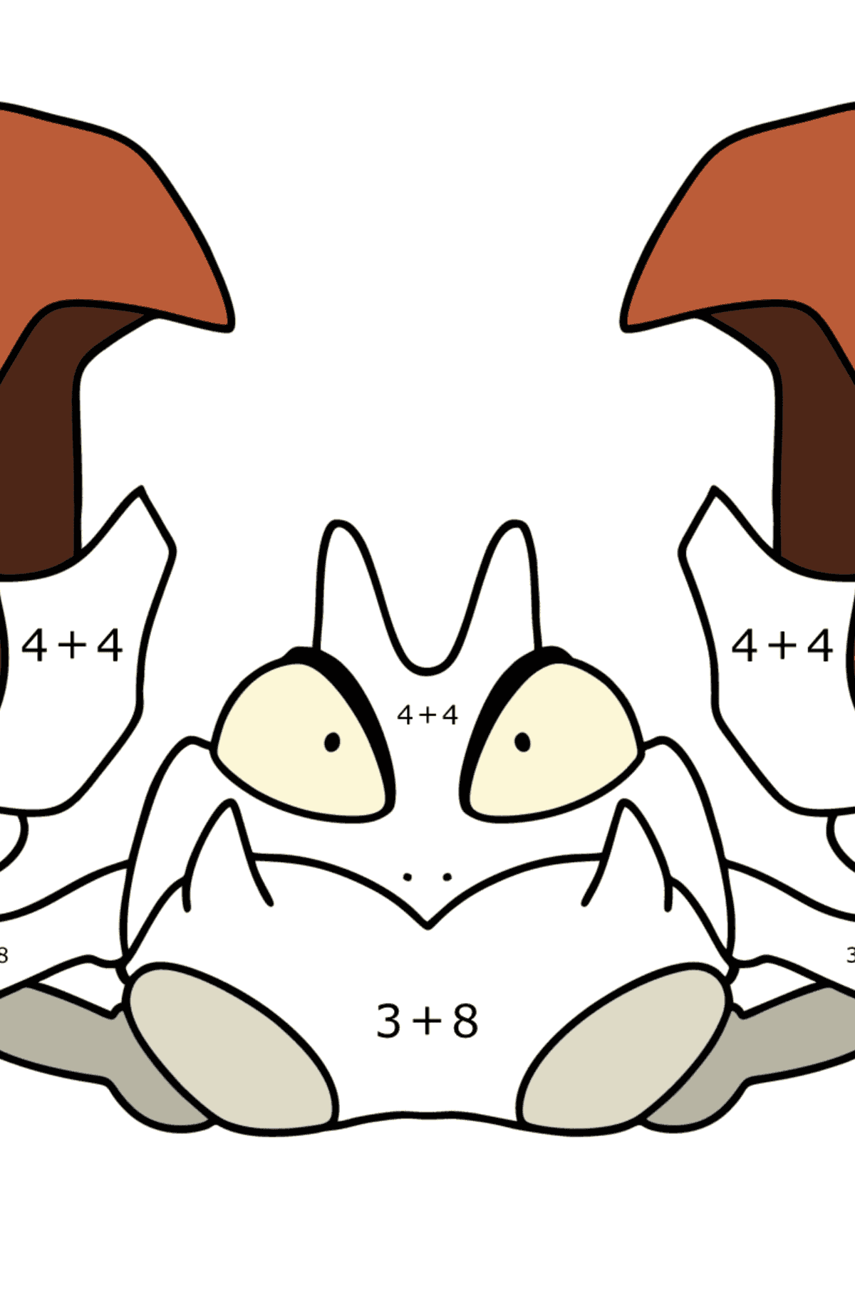 Tegning til farvning Pokémon Go Krabby - Matematisk farvelægning side -- Tilføjelse for børn