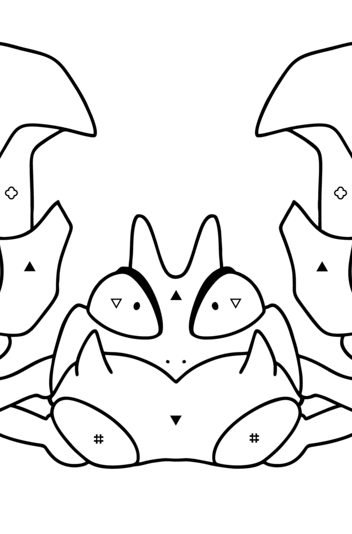Pokemon Go Krabby coloring page - Coloring by Symbols and Geometric Shapes for Kids