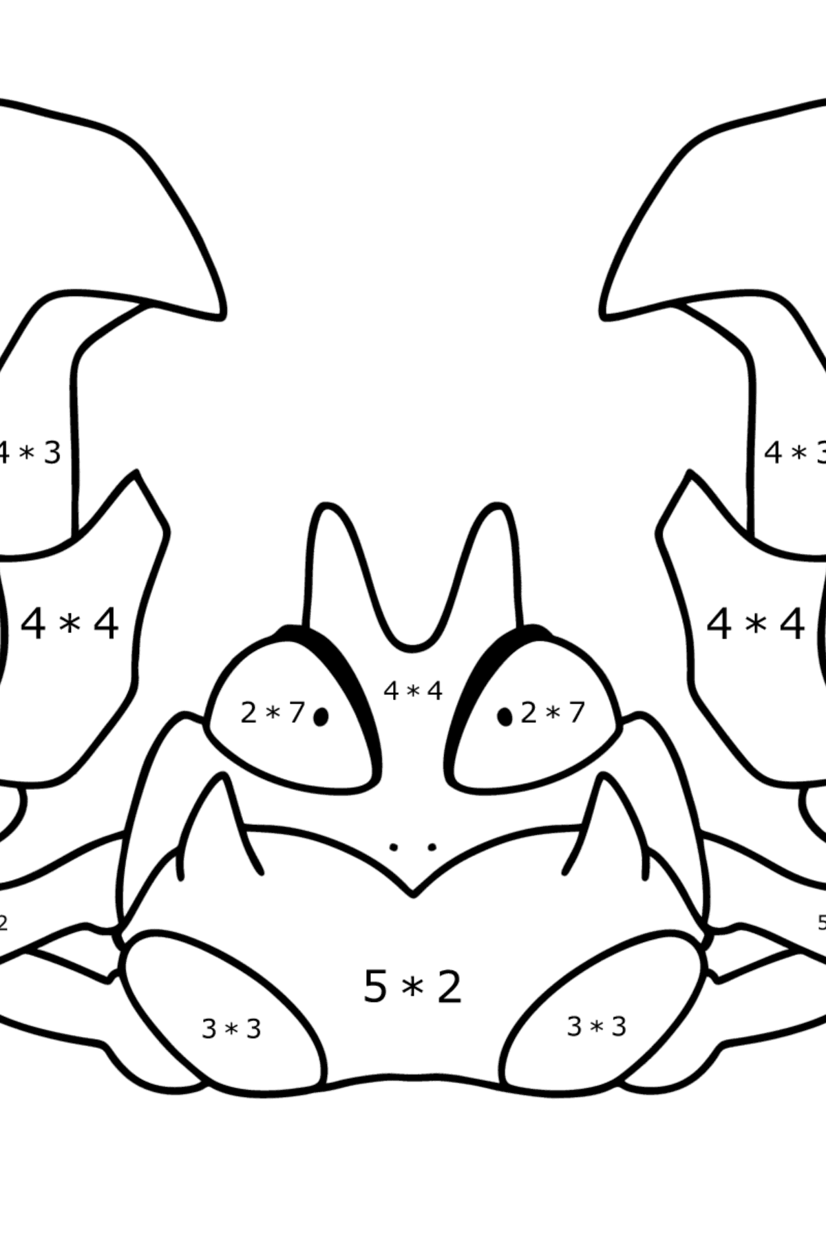 Desenho de Pokemon Go Krabby para colorir - Colorindo com Matemática - Multiplicação para Crianças