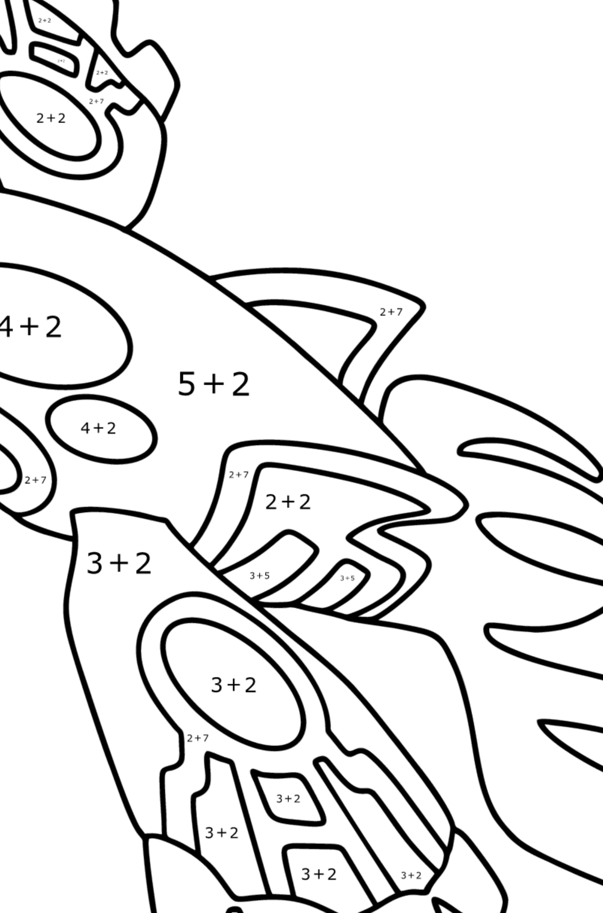 Coloring page Pokemon Go Kyogre - Math Coloring - Addition for Kids