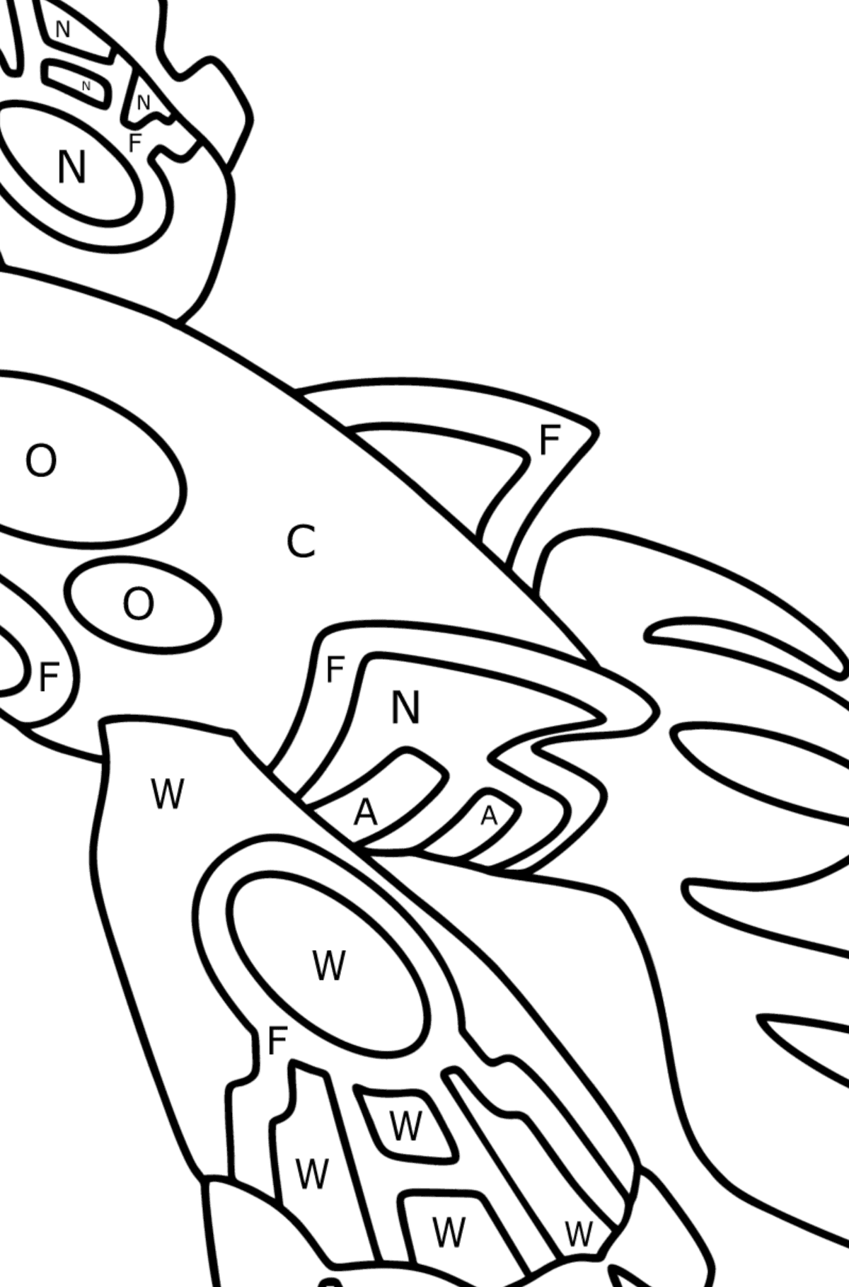 Coloring page Pokemon Go Kyogre - Coloring by Letters for Kids