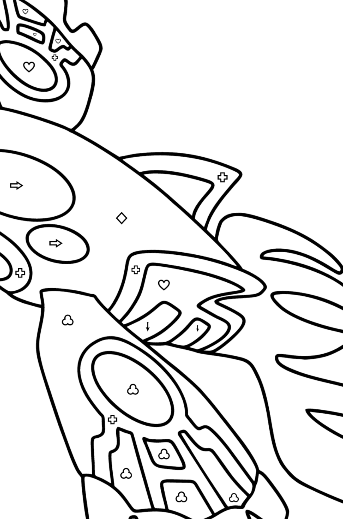 Coloring page Pokemon Go Kyogre - Coloring by Symbols and Geometric Shapes for Kids