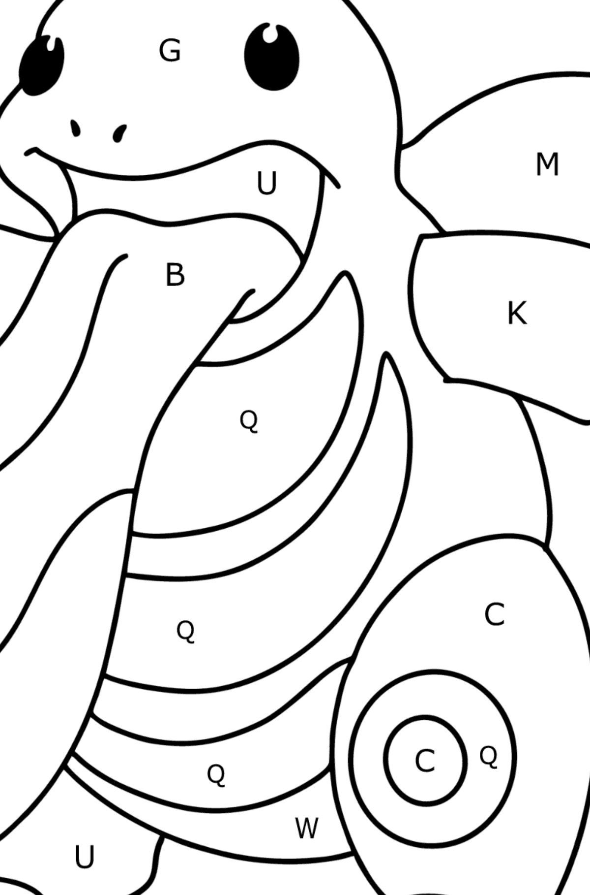 Coloring page Pokemon Go Licking - Coloring by Letters for Kids